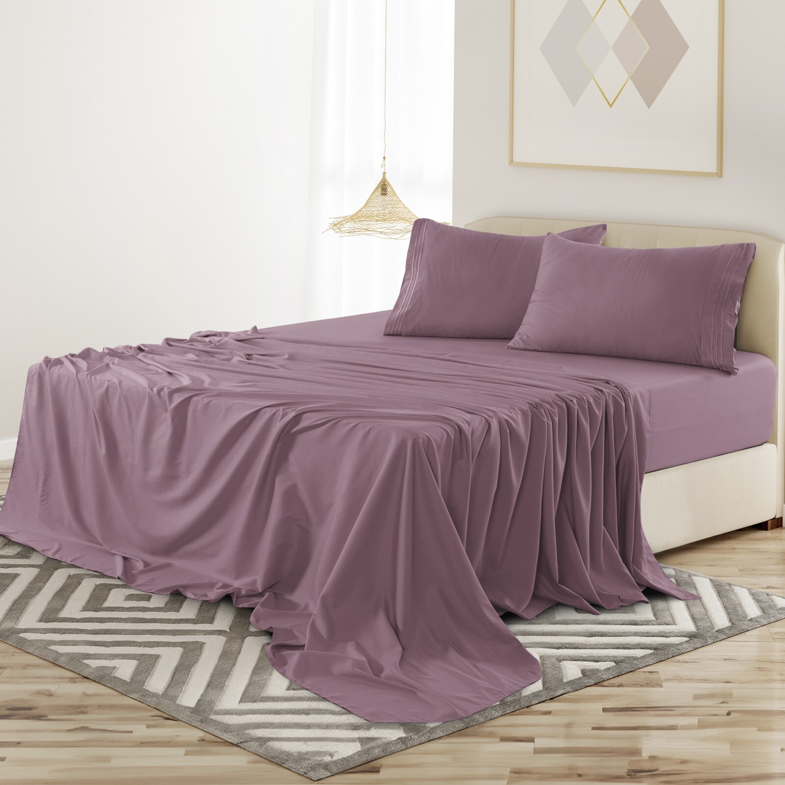 4 Piece Premium Bed Sheet Set Hotel Luxury Ultra Soft Deep Pocket Sheets Set