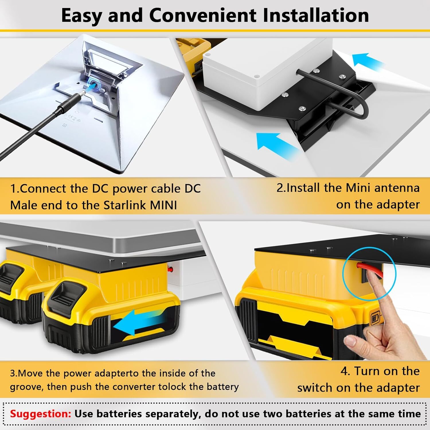 Starlink Mini Battery Adapter for Dewalt Battery, Starlink Mini Battery Pack