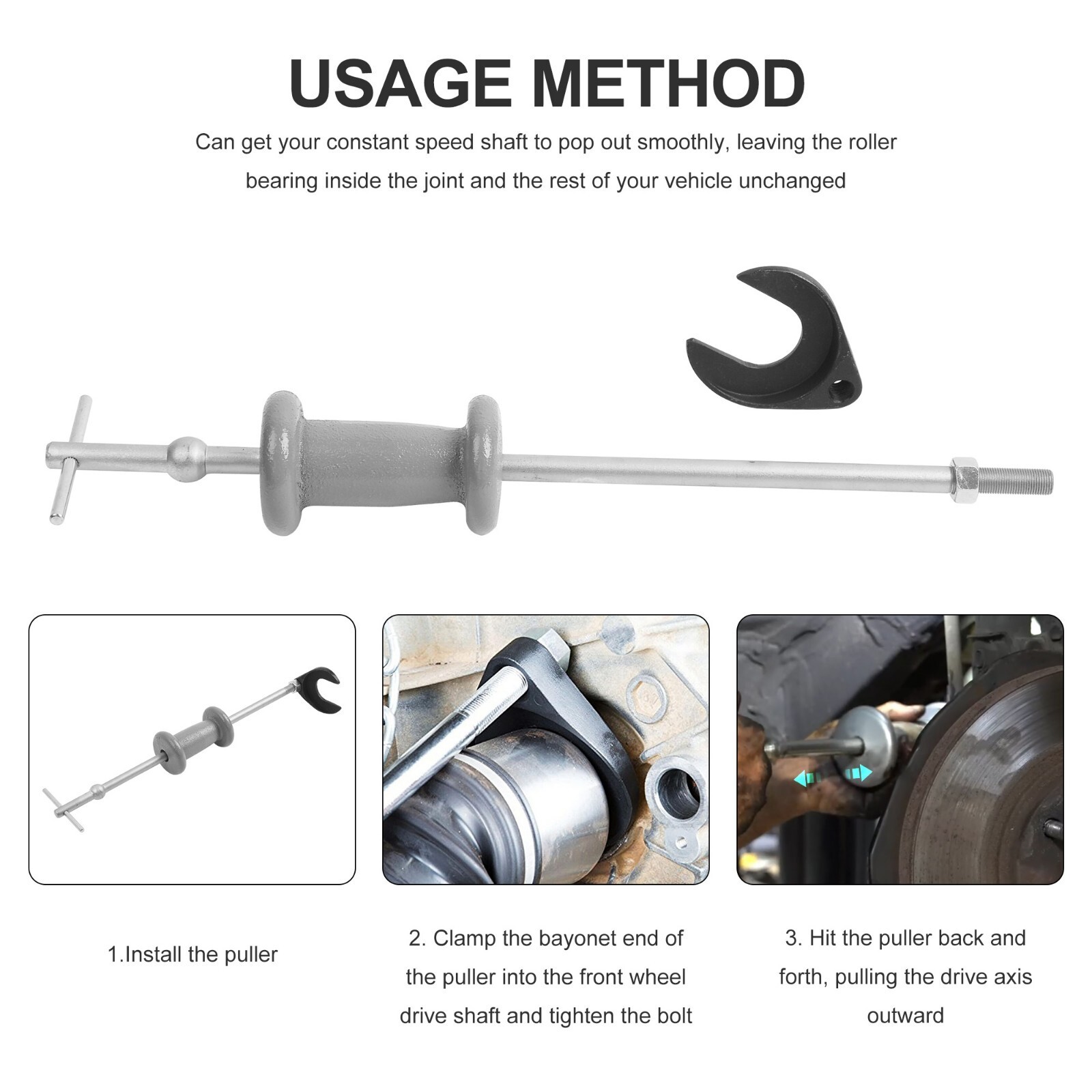 Long Inner CV Joint Puller Axle Slide Hammer Removal Fork Removing Adapter Tool