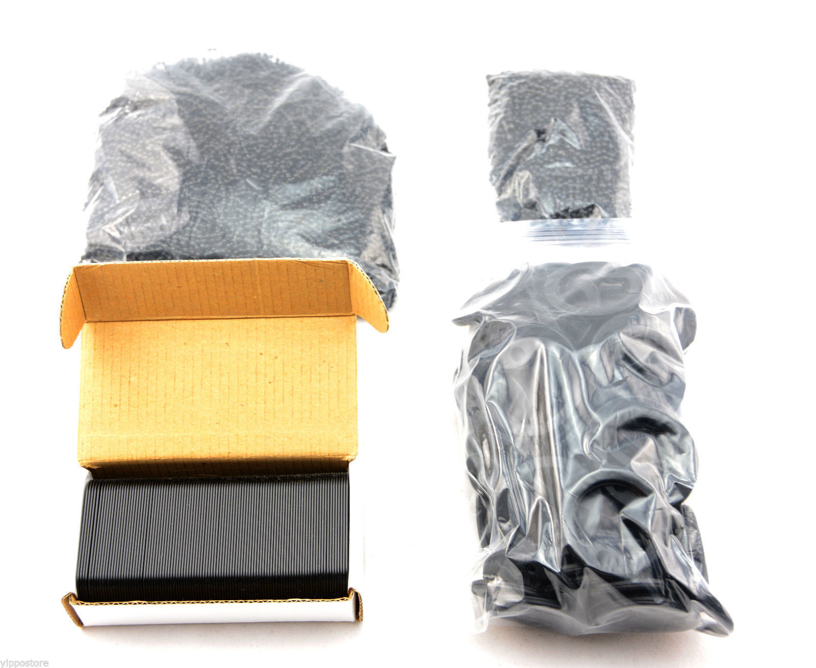 100 Black Military Spec ID Dog Tags +  27" & 4.5" Ball Chains + Black Silencers