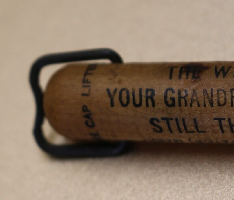 RARE Pat. 1910 wood handle bottle opener OLD I.W. HARPER WHISKEY Wire Cap Lifter