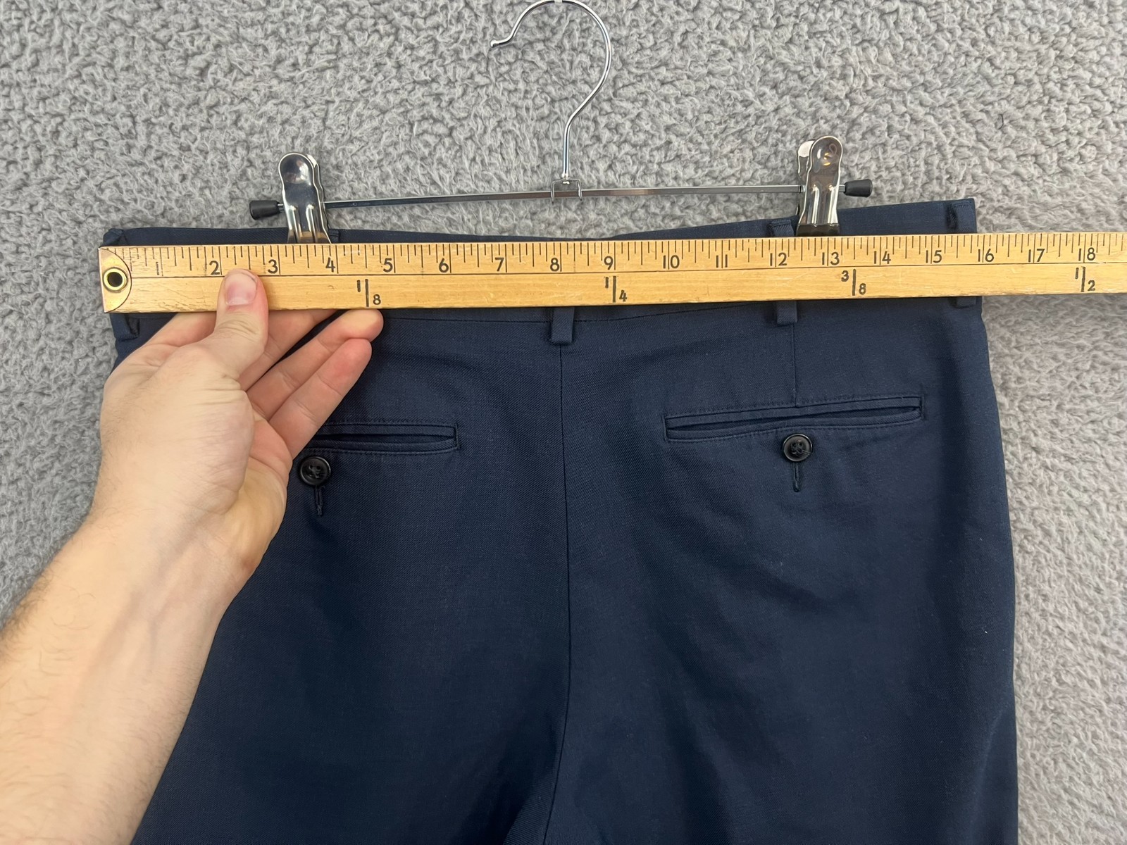 Vintage L.L. Bean Pants Men's 32W (Fits 32x30) Blue Wool Pleated Casual Preppy