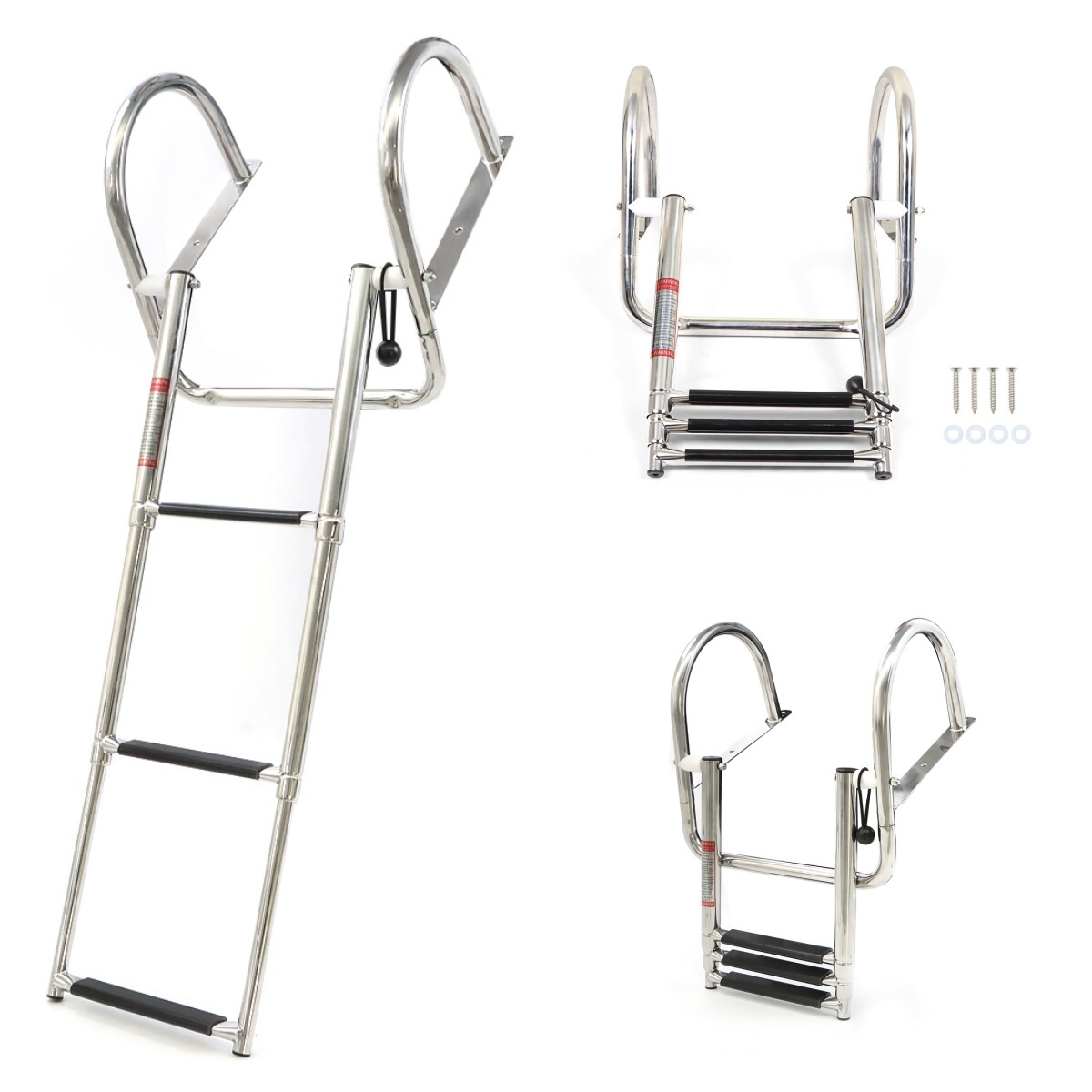 2/3/4/5 Step Boat Ladder Stainless Steel Telescoping Folding Dock Ladder