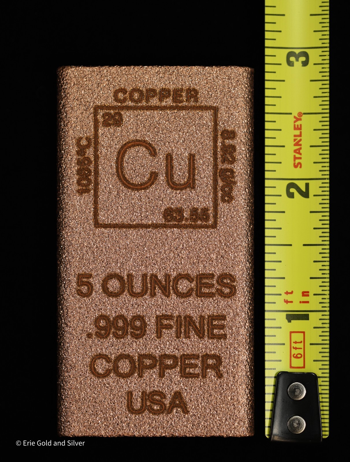 5 oz Copper Bar Element Design Made in USA | Rectangle Ingot Copper Bullion CU
