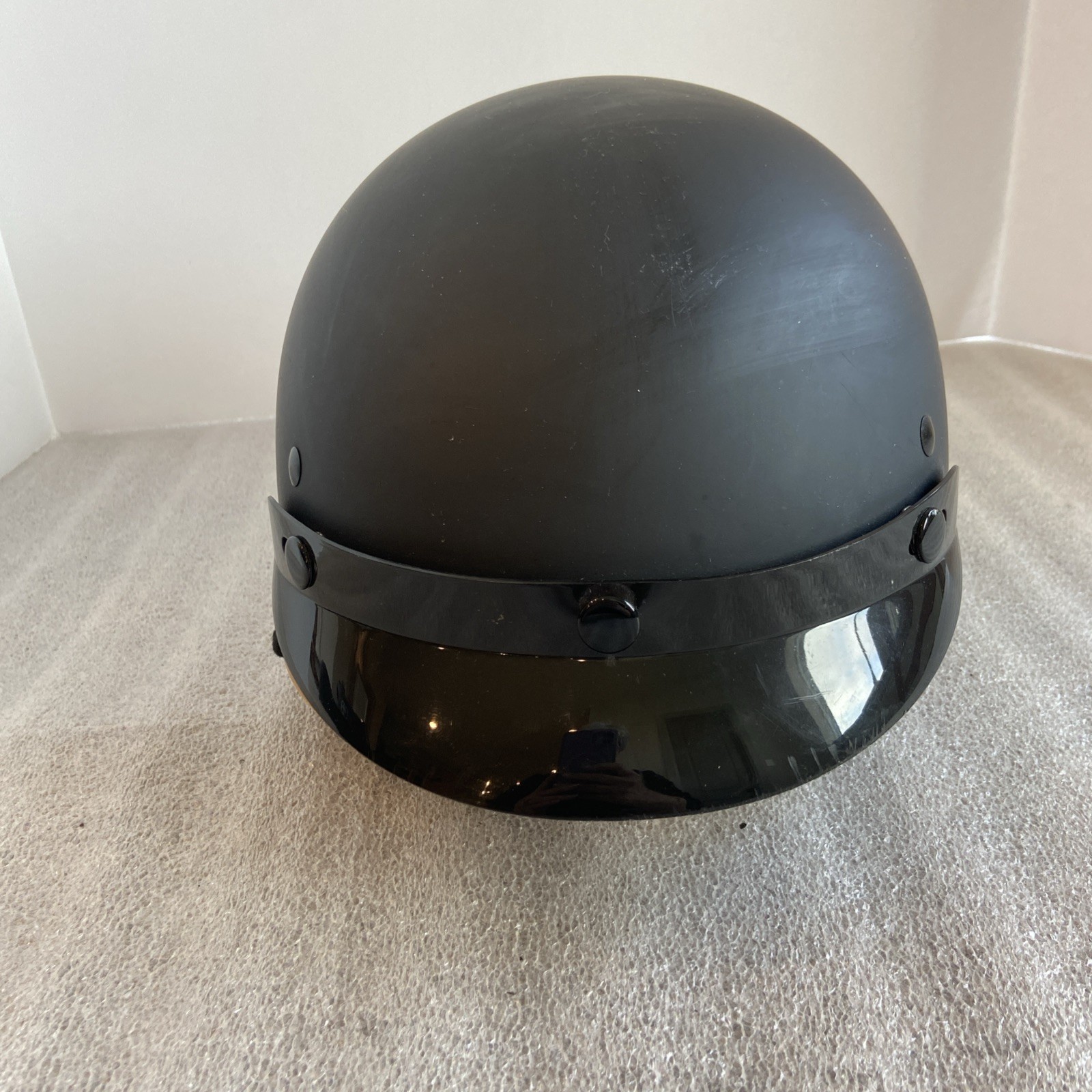 Motorcycle Helmet Half Skull Cap visor DOT Approved Black Size Large