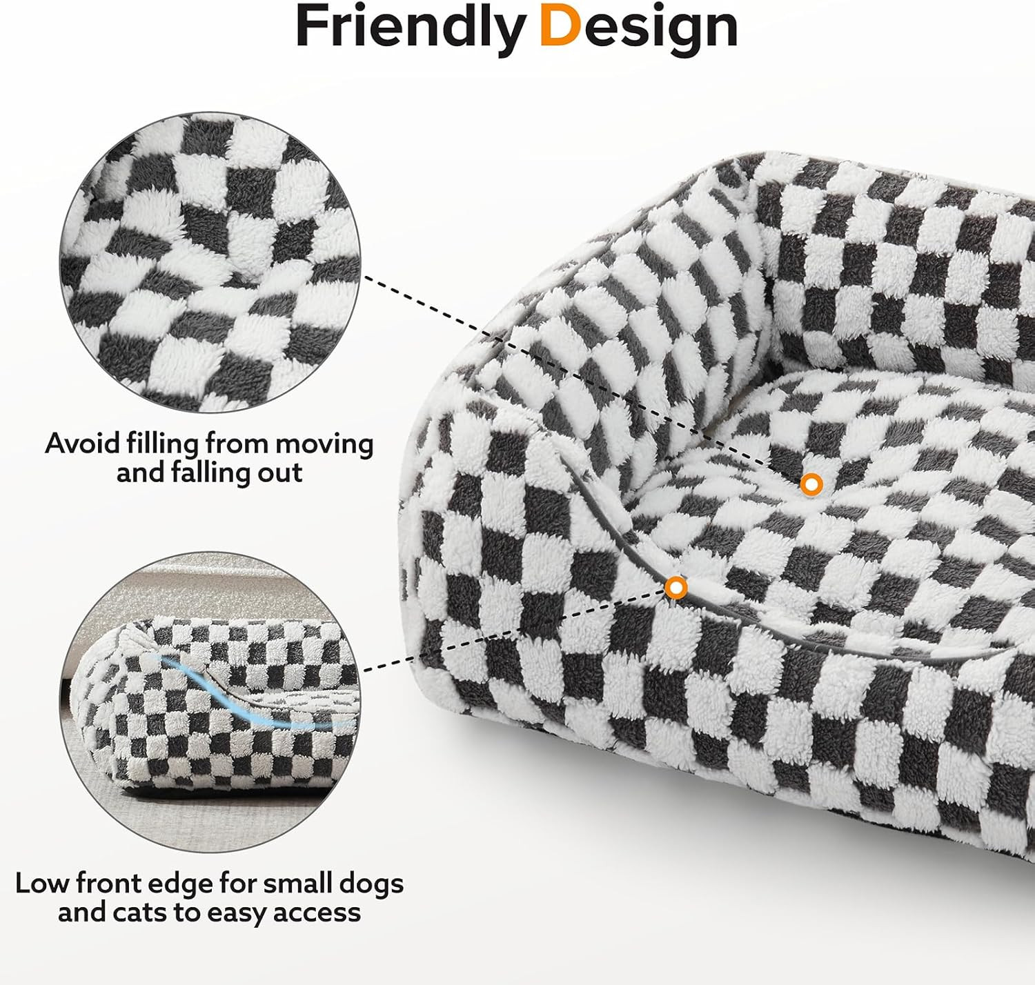Dog Bed for Large Medium Small Dogs - Rectangle Orthopedic Dog Sofa Bed, Cute Mo