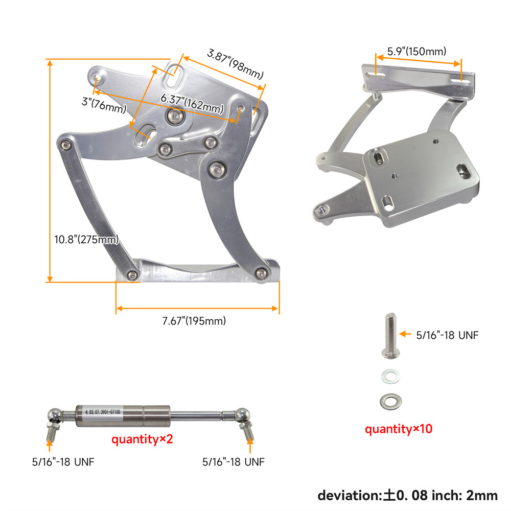 Billet Hood Hinge Kit Left and Right Side For Ford Mustang 64-66 Fairlane 63-65
