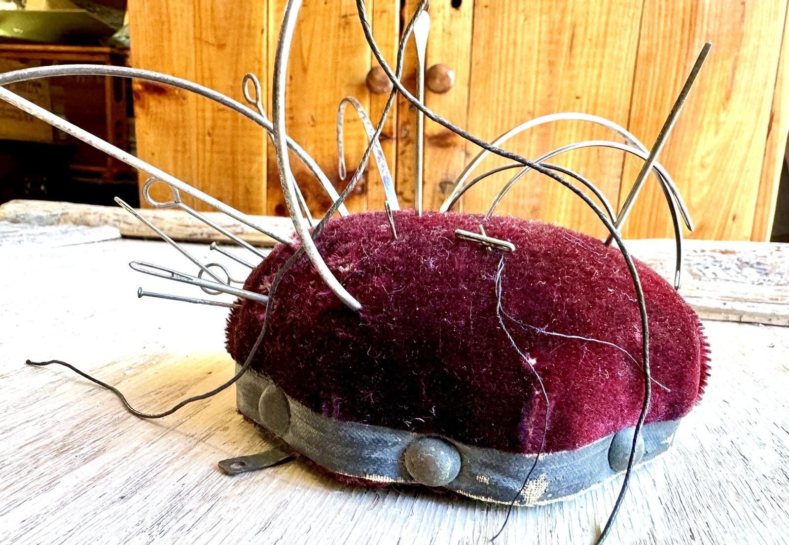 Antique Large Shaker Pin Cushion Pin Sewing With Needles Victorian  Primitive