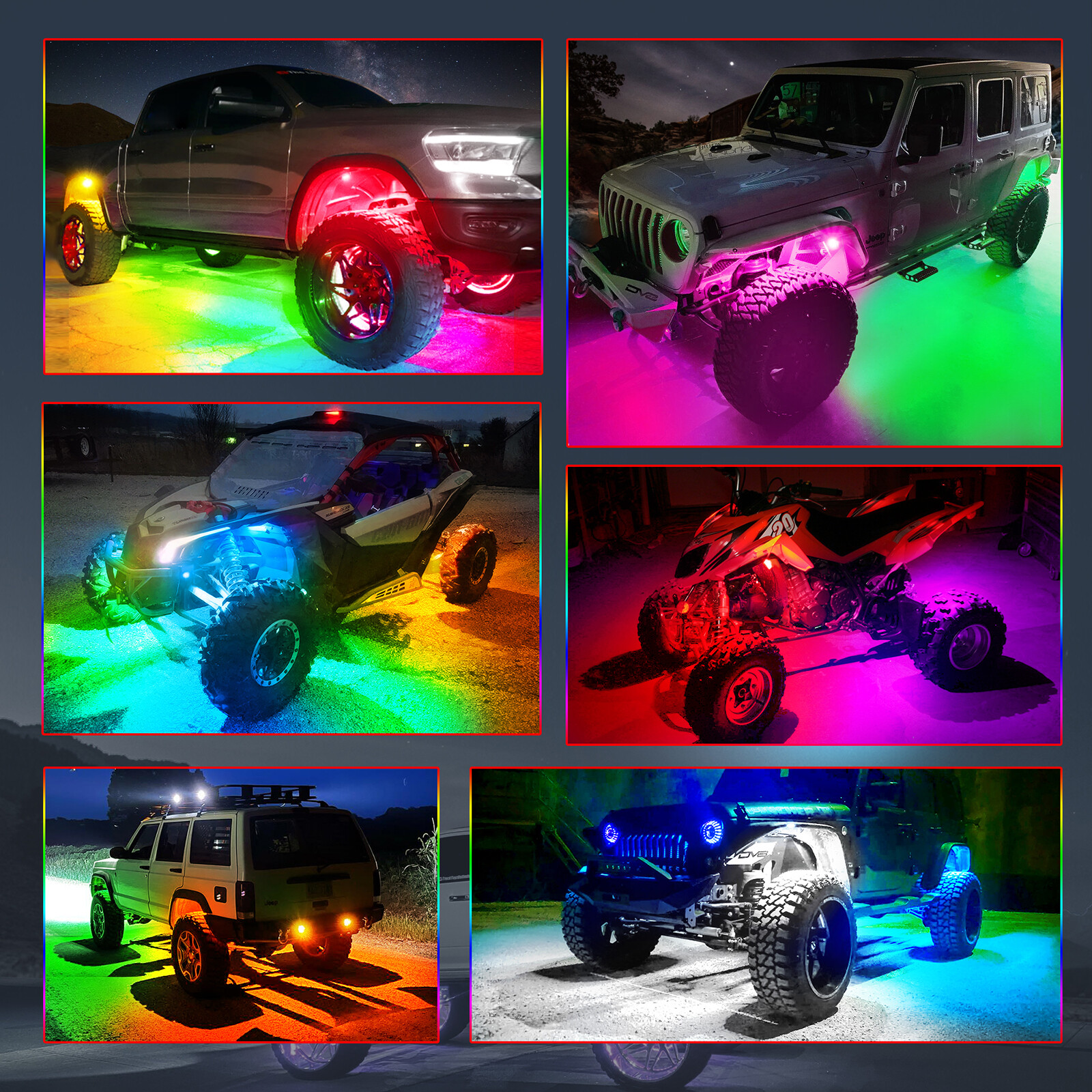 MICTUNING 8 Pods RGB+IC Chasing LED Rock Lights - Underglow Neon Light Kit Truck