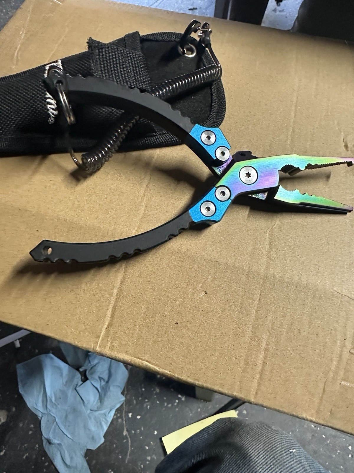 Tsunami Lightweight Aluminum Multicolor Fishing Pliers with Sheath & Lanyard