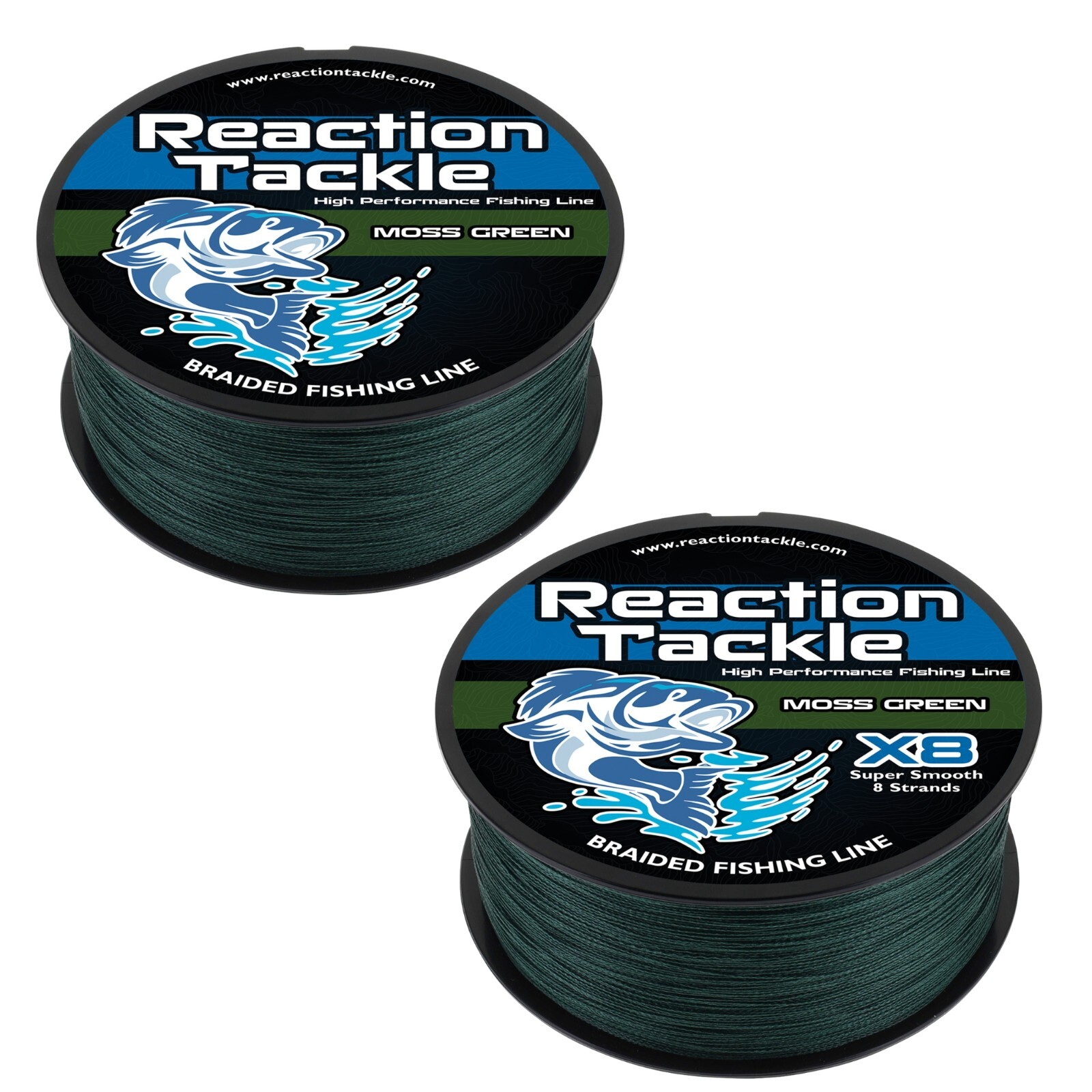 Reaction Tackle Braided Fishing Line / Braid - Moss Green 4 and 8 Strands