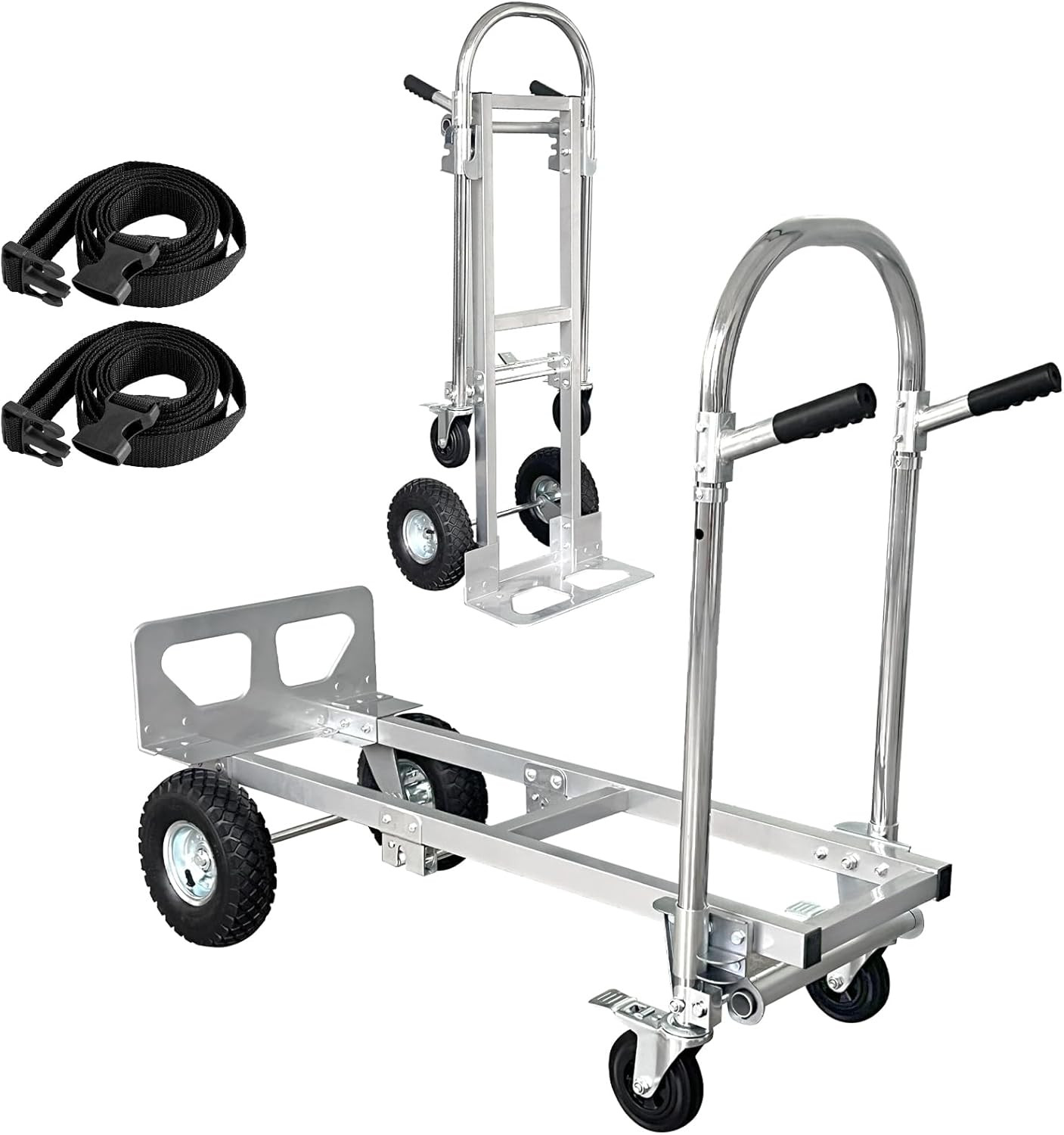 3 in 1 Convertible Hand Truck Dolly Cart Heavy Duty 1000lb Capacity 4 Wheel Furn