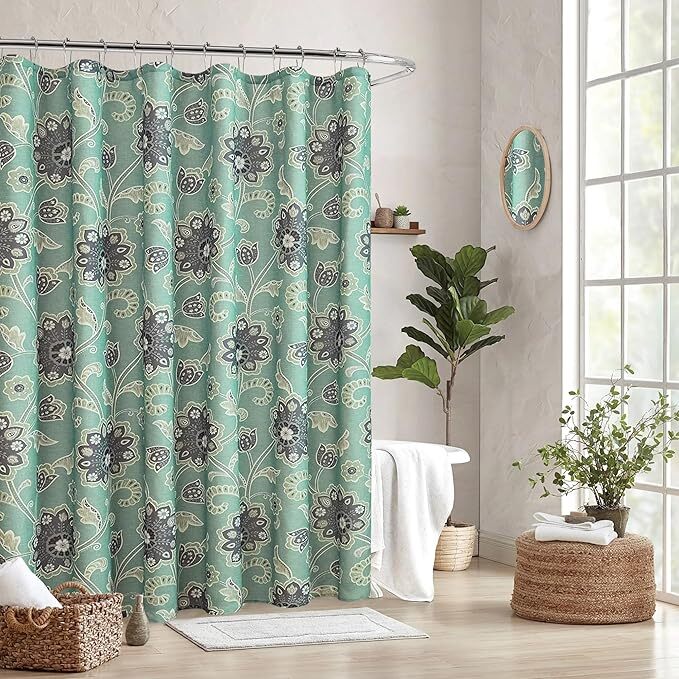 spring home Fabric Shower Curtain 72" X 72", green Printed Bathroom Curtains