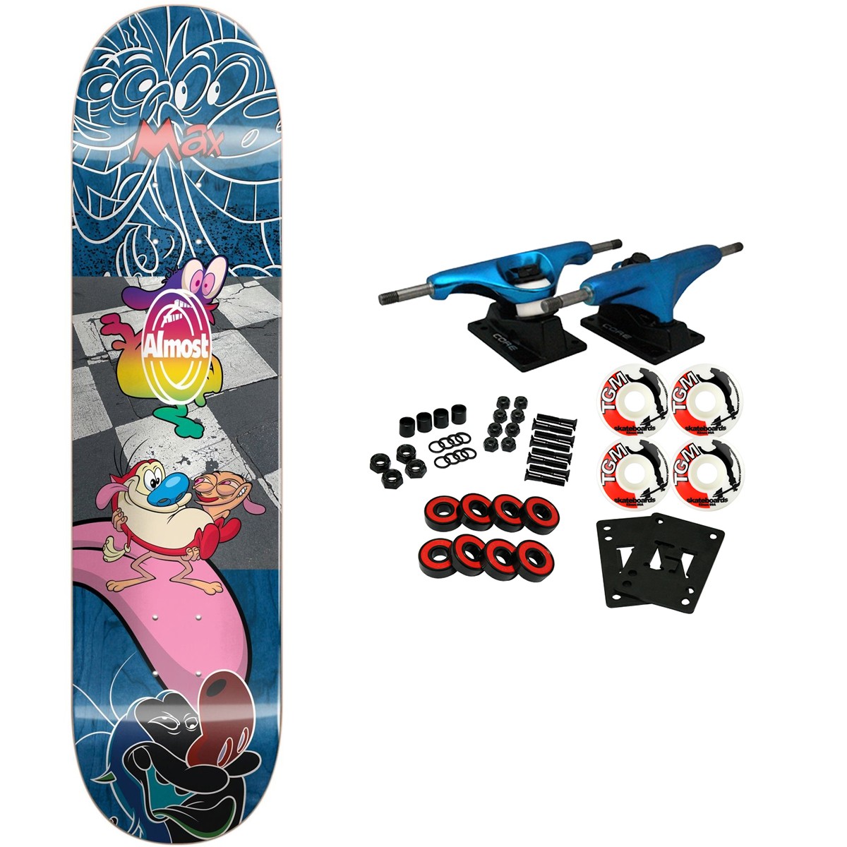 Almost Skateboard Complete Max Ren and Stimpy Mixed Up 8.25" x 31.9"