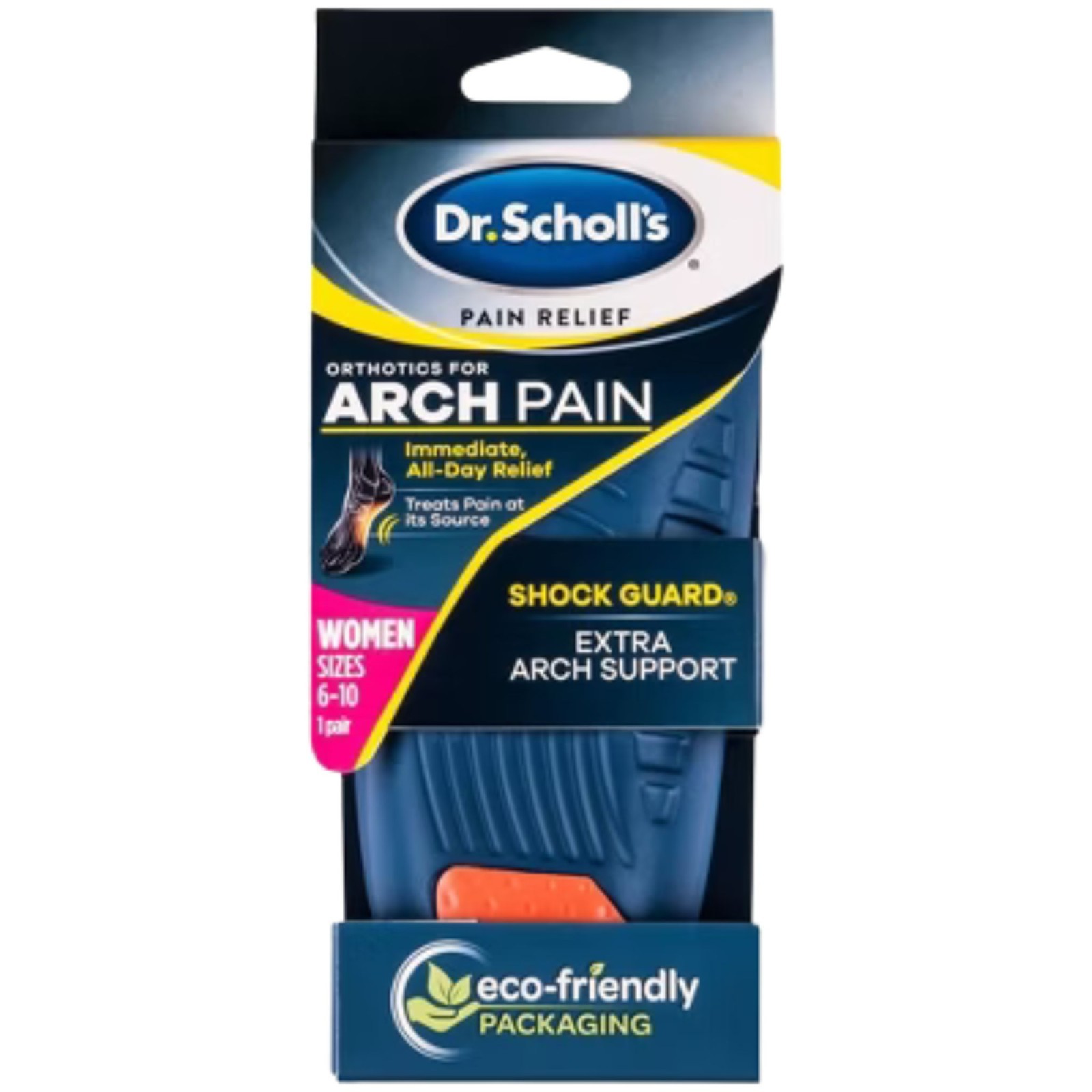 Dr. Scholl’s Arch Pain Relief Orthotics Women 6–10 – 1 Pair – New
