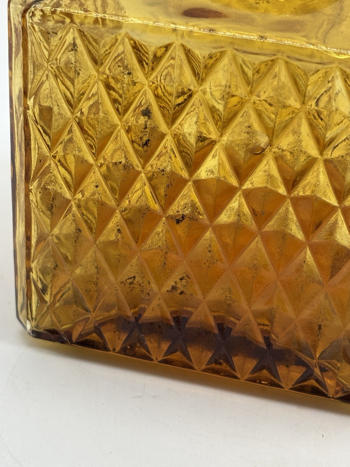 Vintage 1970’s Amber Glass Decanter/ Barware Home Decor 5”