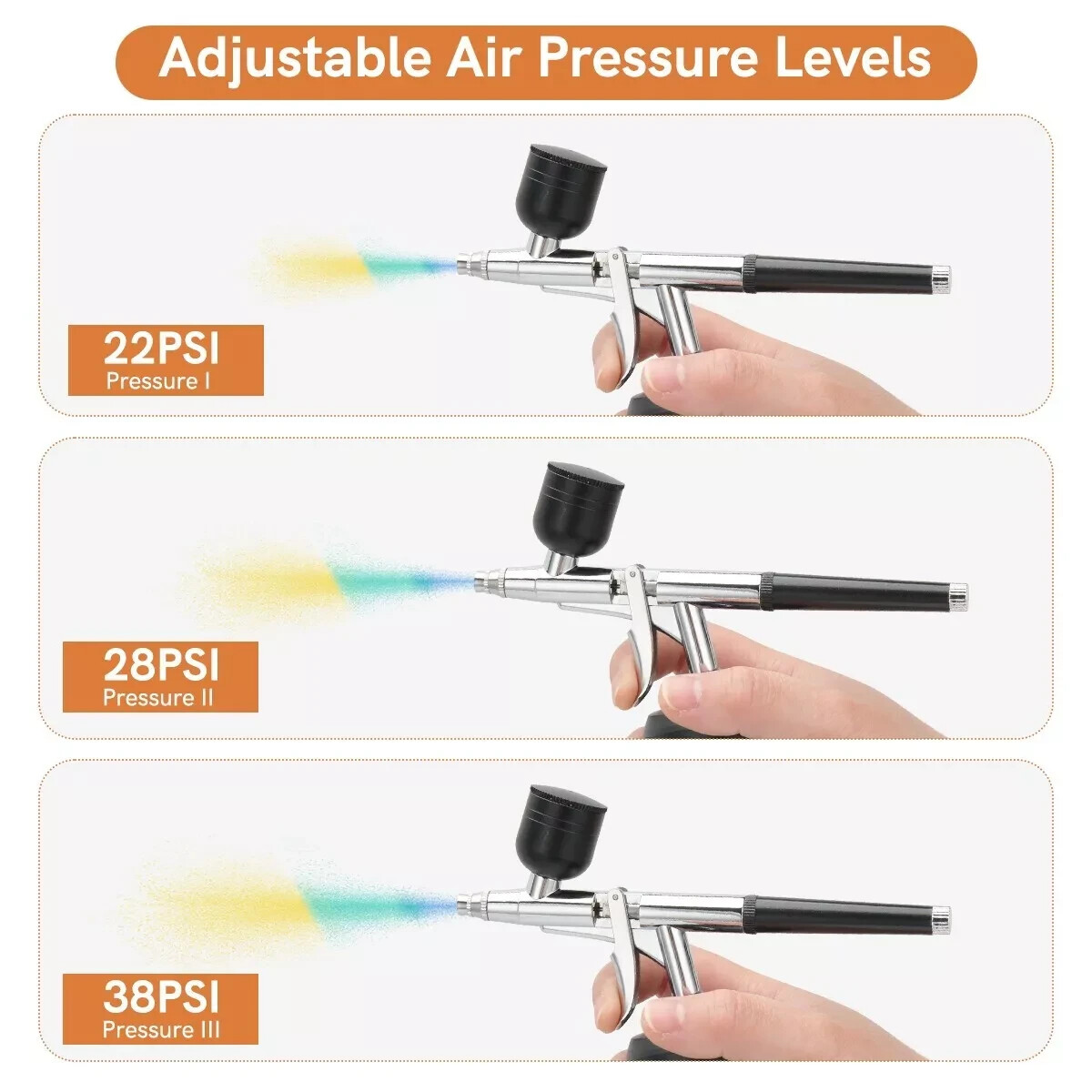 Cordless Airbrush Kit Handheld Sprayer Gun 38PSI LCD for Barber Nail Art Makeup