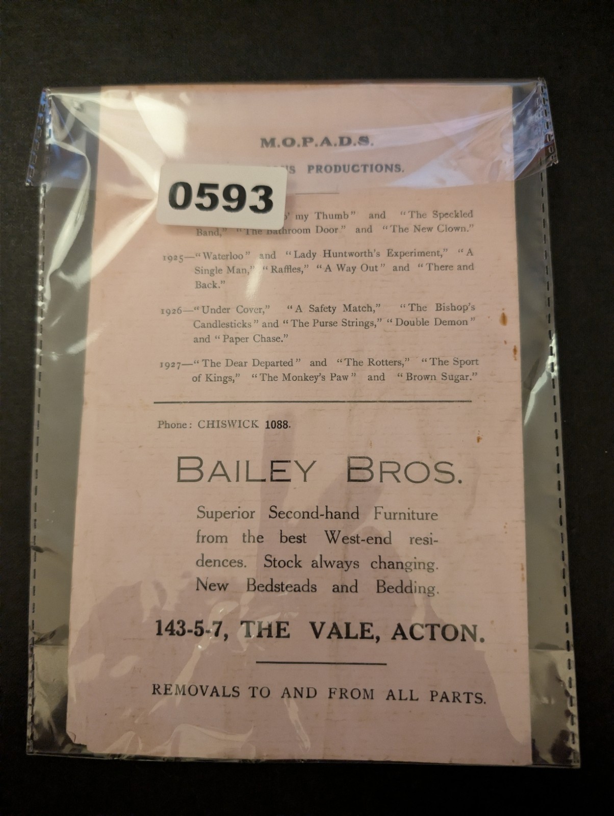 1928 Theatre Programme – “The Torchbearers” Ministry of Pensions Acton Antique