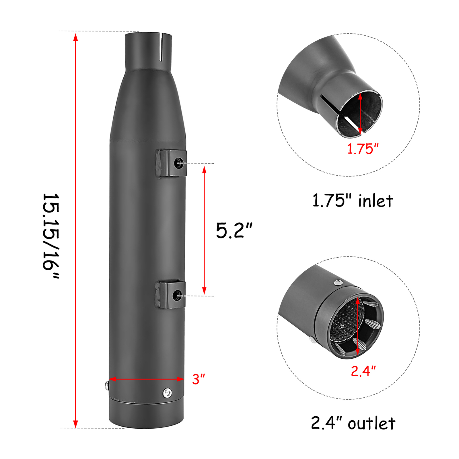 3" Slip-On Agreesive Muffler Exhaust For Harley Sportster XL Iron 883 1200 2014+