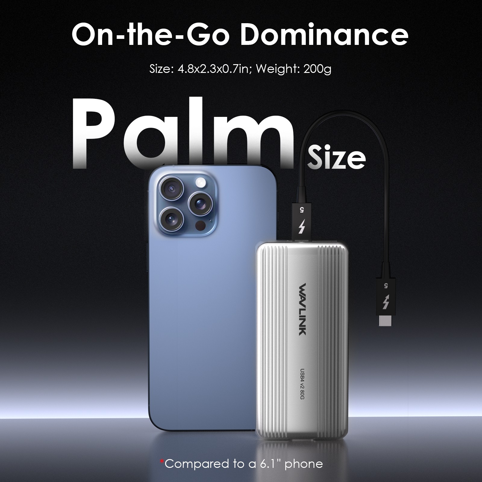 Wavlink Thunderbolt 5 M.2 NVMe SSD Enclosure 80Gbps PCIe NVMe SSD Case USB4 v2