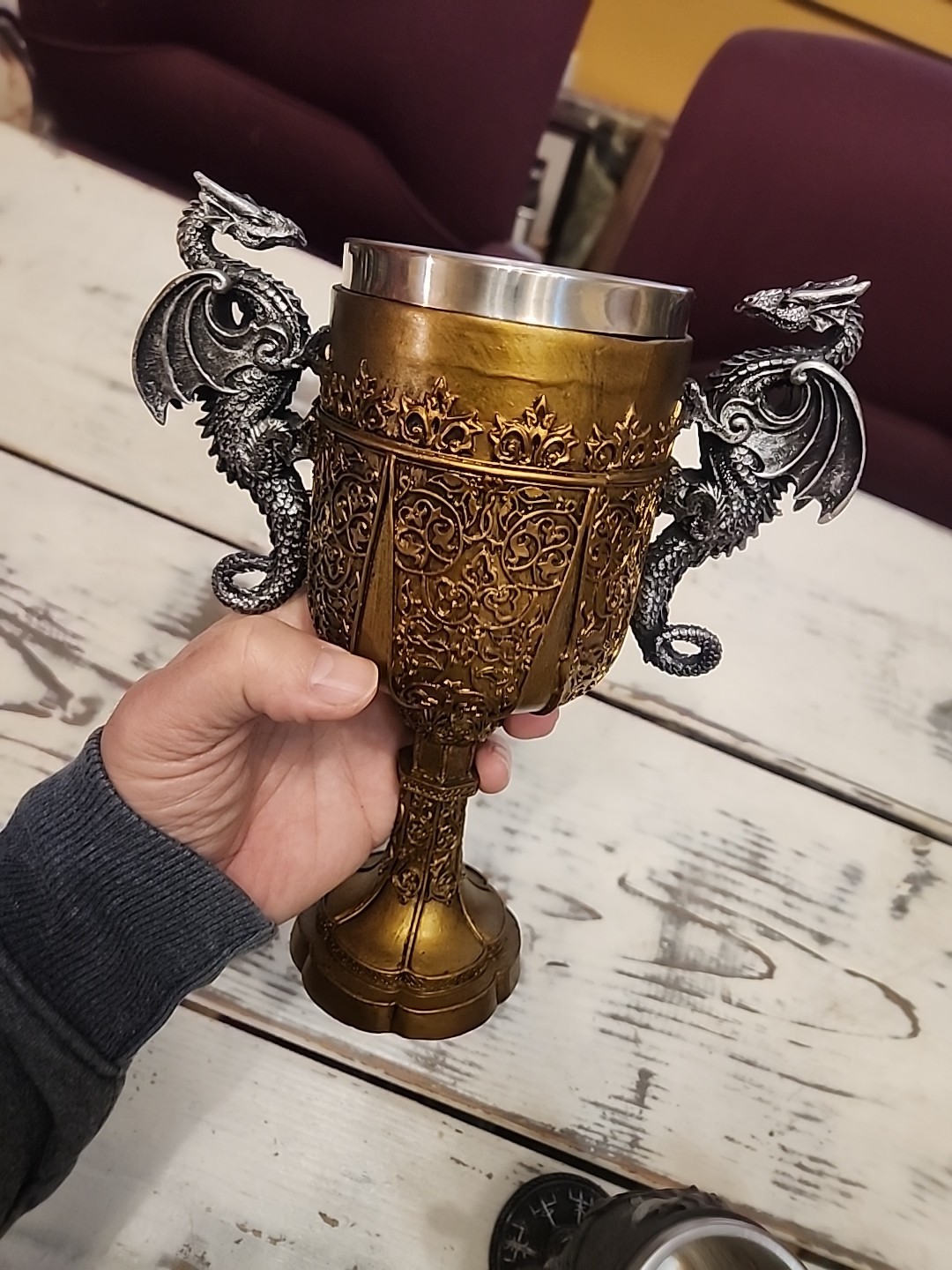 Double Dragon Drinking Chalice Goblet, 2 Wine Goblets, 2 Dragon Mugs ,D & D,