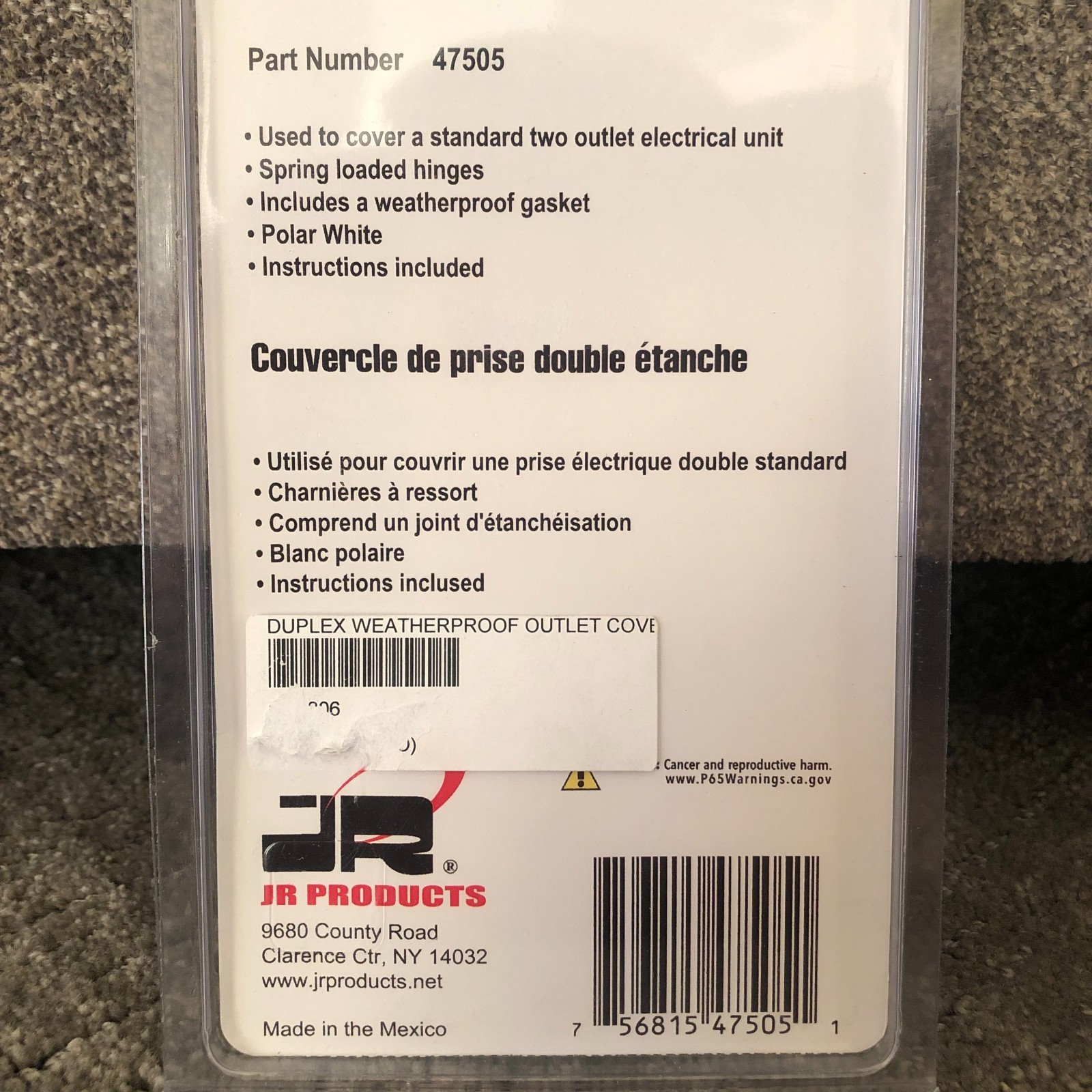 RV Weatherproof Outlet Cover Camper Snap Plate Electric Outdoor White - JR 47505