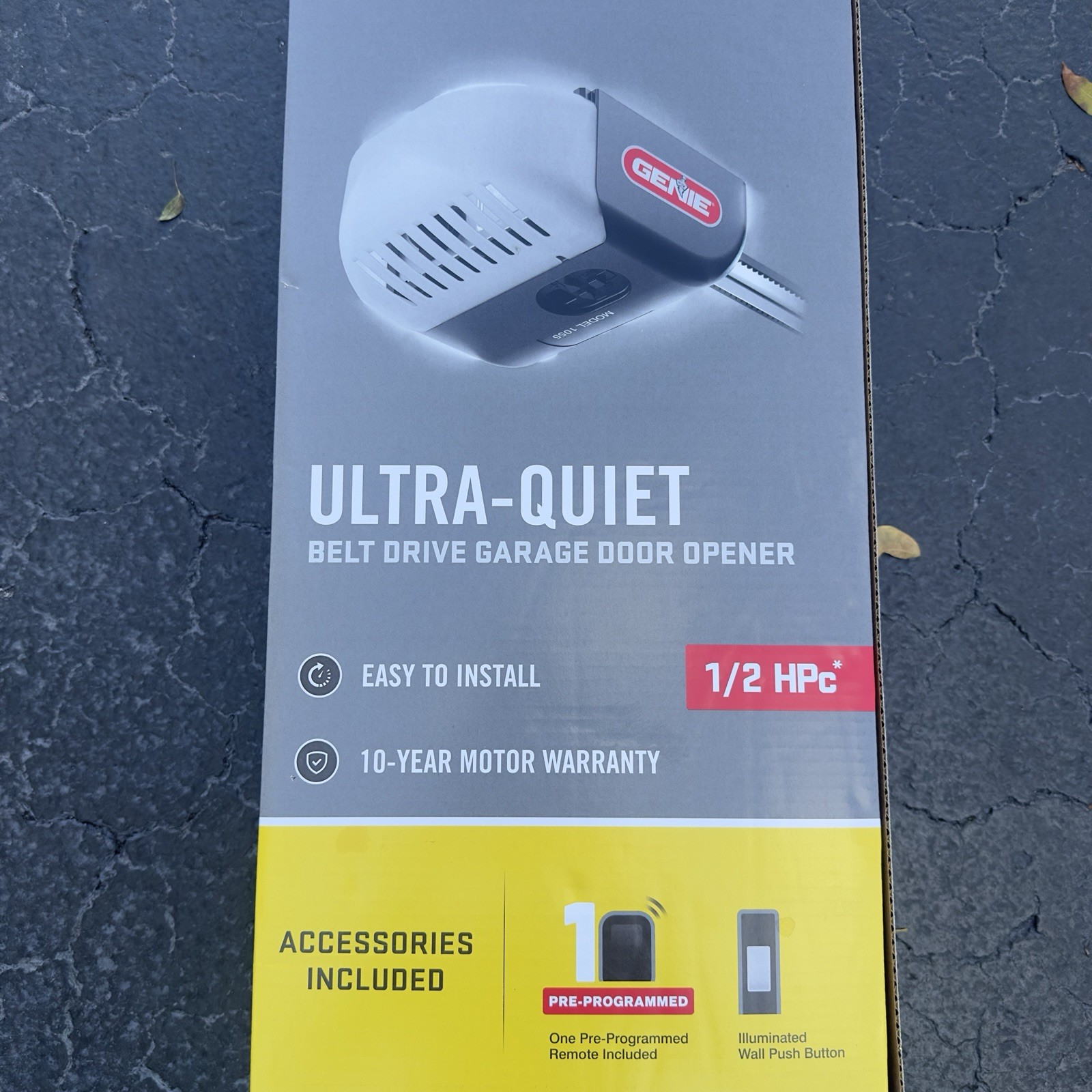 NEW Genie 1/2 HPc Quiet-Lift Belt drive Garage Door Opener, Model # 1055-VE