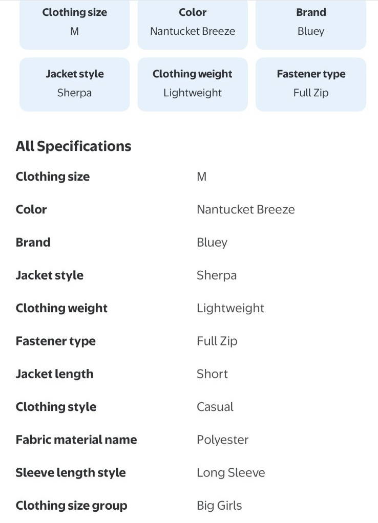 BLUEY Girls Sherpa Fleece Zip Up Jacket Sz 7 8 Cartoon Cozy Warm Winter Playful