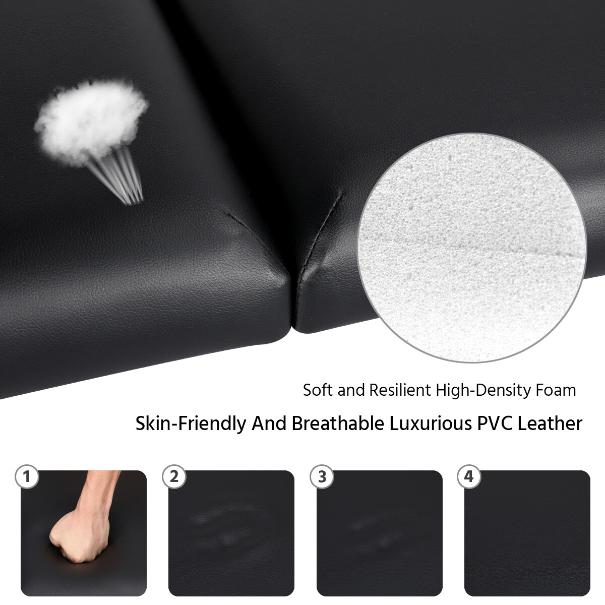 Portable Massage Table Height Adjustable Salon Spa Bed Lashing Table 3 Folding