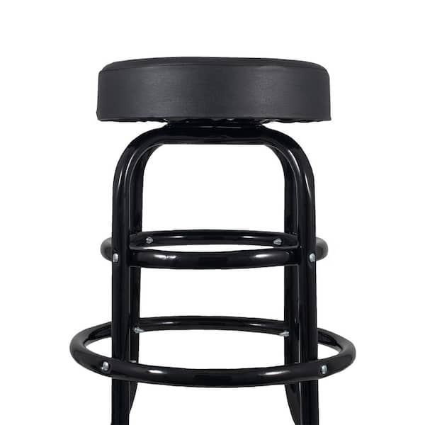 Shop Stool 360° Swivel Seat 29" Workshop Garage Bar Chair Cushioned Black