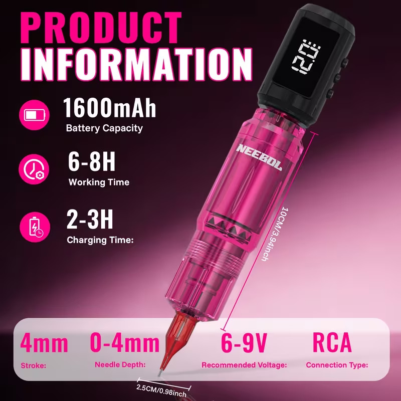 Wireless Tattoo Kit Complete for Beginners Pen Machine with Power Supply Needles