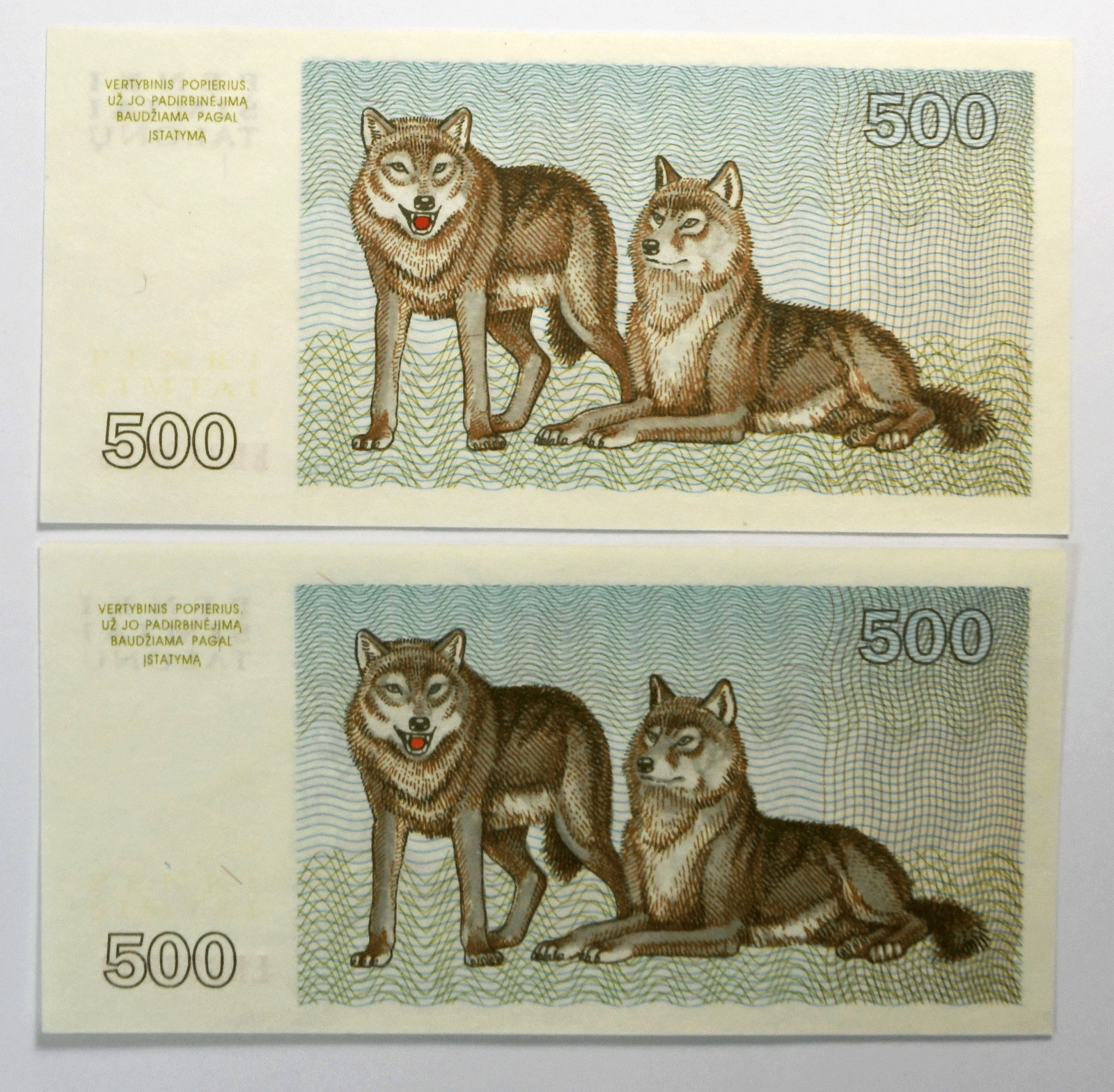 1993 Lithuania 500 Five Hundred Talonu Uncirculated Banknotes KD219878 LH355563