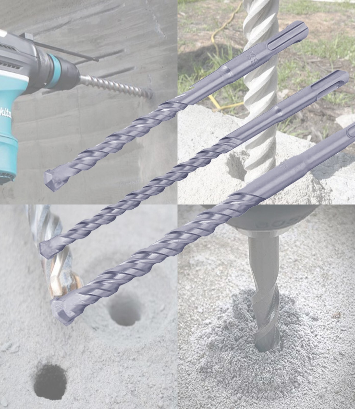 SDS Plus Carbide Tip Rotary Hammer Drill Bit Set for Concrete, 60pcs