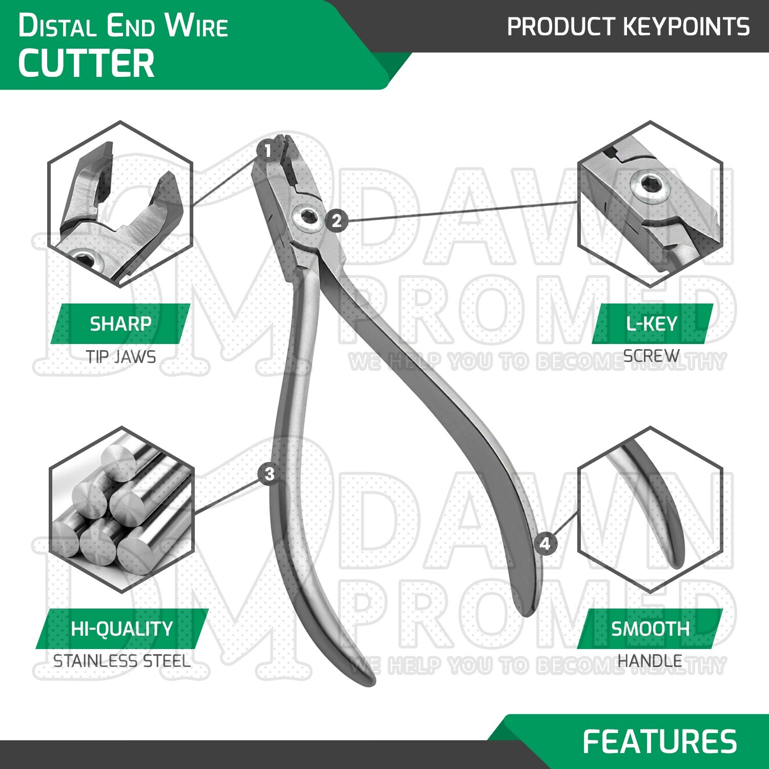 Distal End Cutter Plier Hold & Cut Soft and Hard Wire Orthodontic Inst German Gr