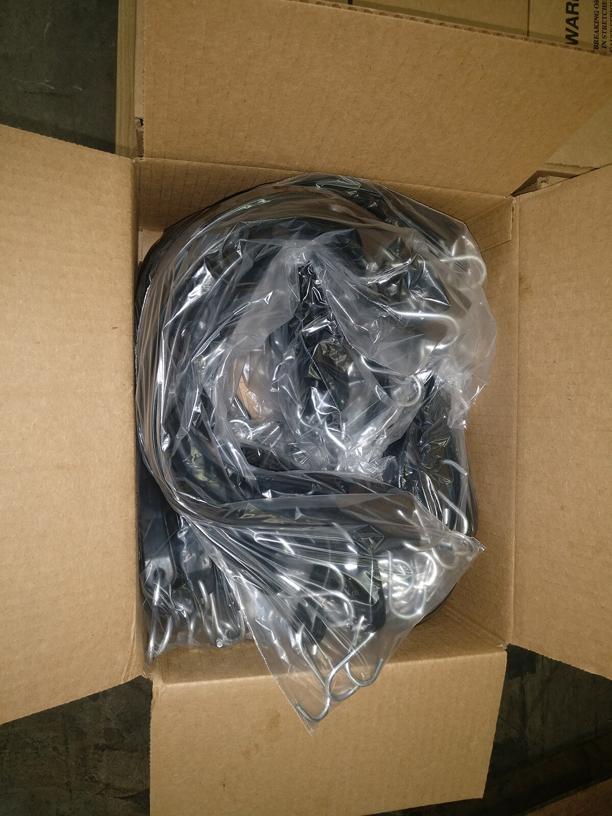 Rubber Tarp Straps - US Made EPDM Rubber Bungee Cord, Tie Downs, Box of 50