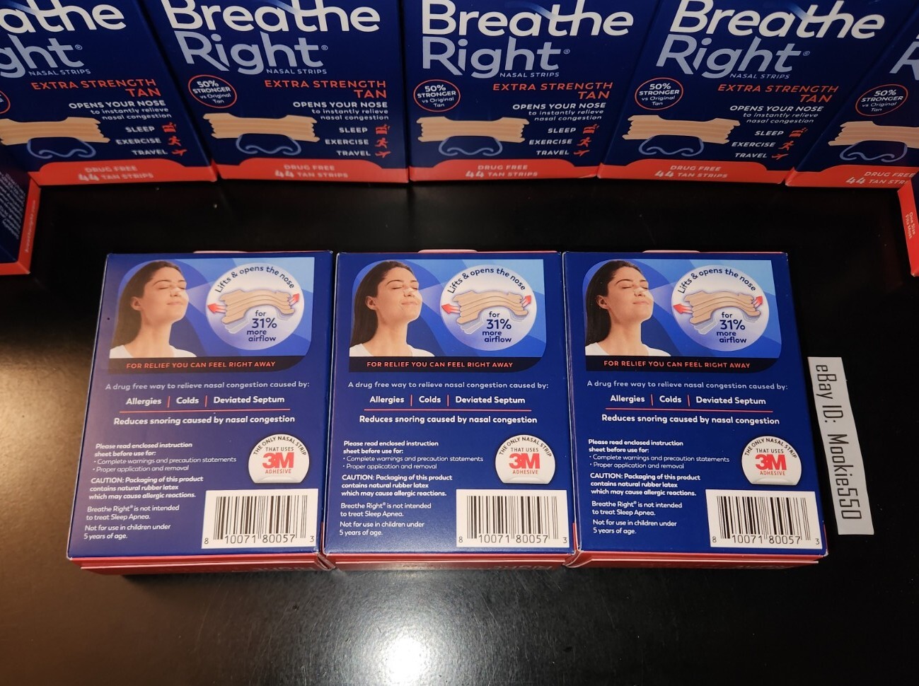 EXP 2028+! (132ct) 3 Boxes X 44ct Breathe Right Extra Strength TAN Nasal Strips