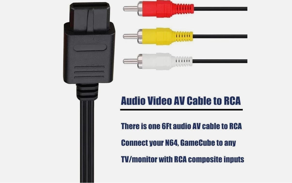 N64 SNES Gamecube 6FT RCA AV TV Audio Video Stereo Cable Cord For Nintendo 64
