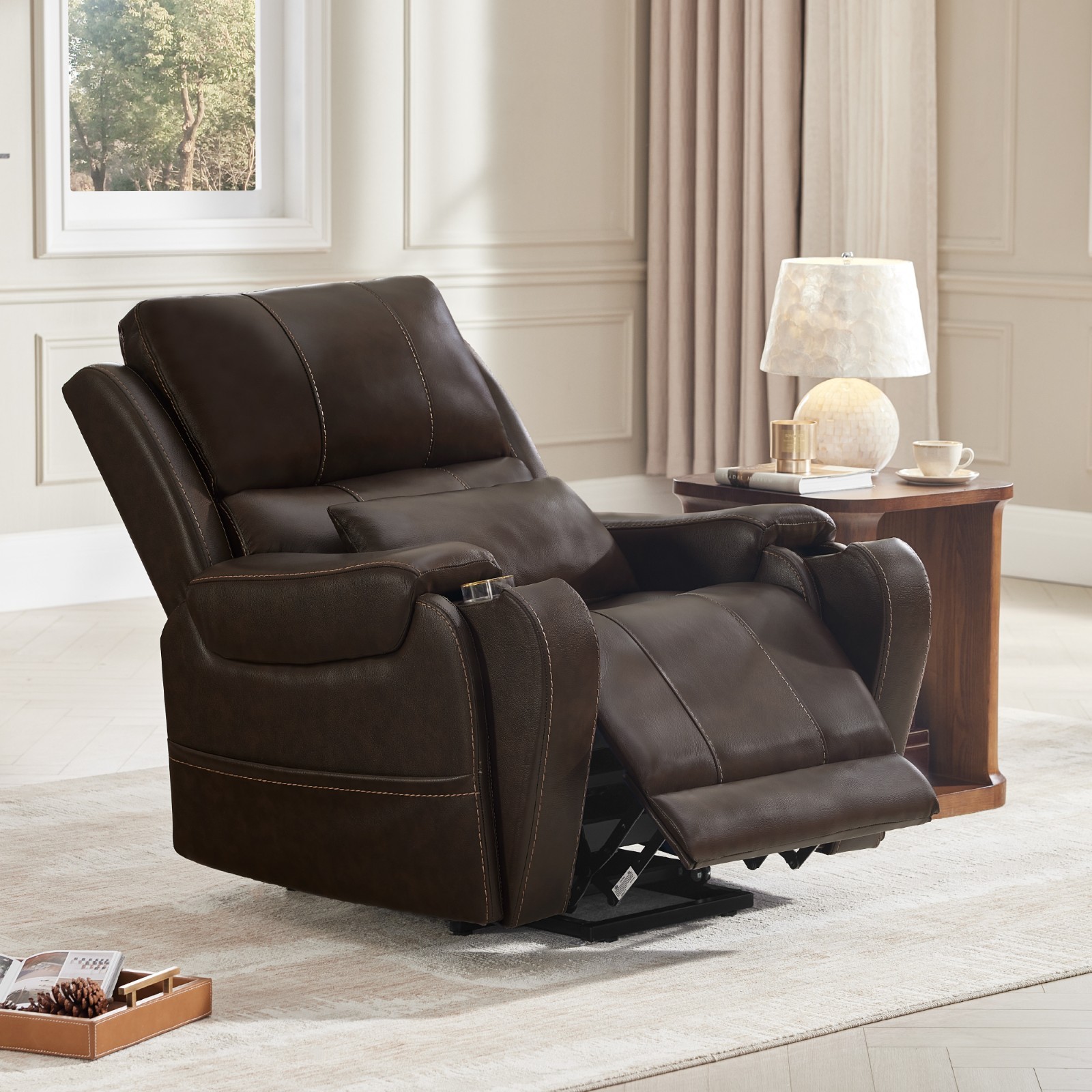 CHITA Power Lift Genuine Leather Recliner Chair for Elderly w/ Heat & Massage