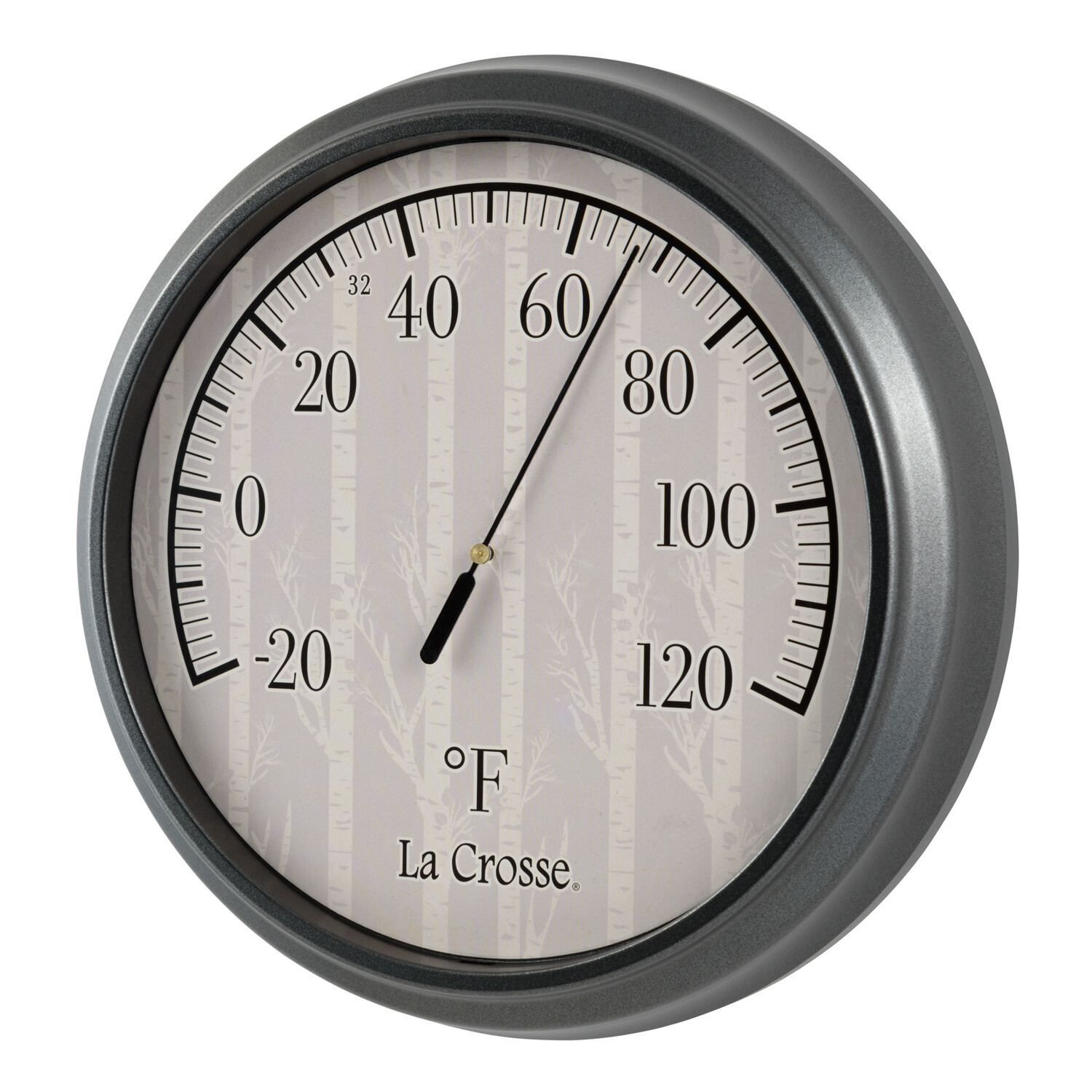 104-108B La Crosse 8" Round Indoor/Outdoor Thermometer with Birch Tree Dial