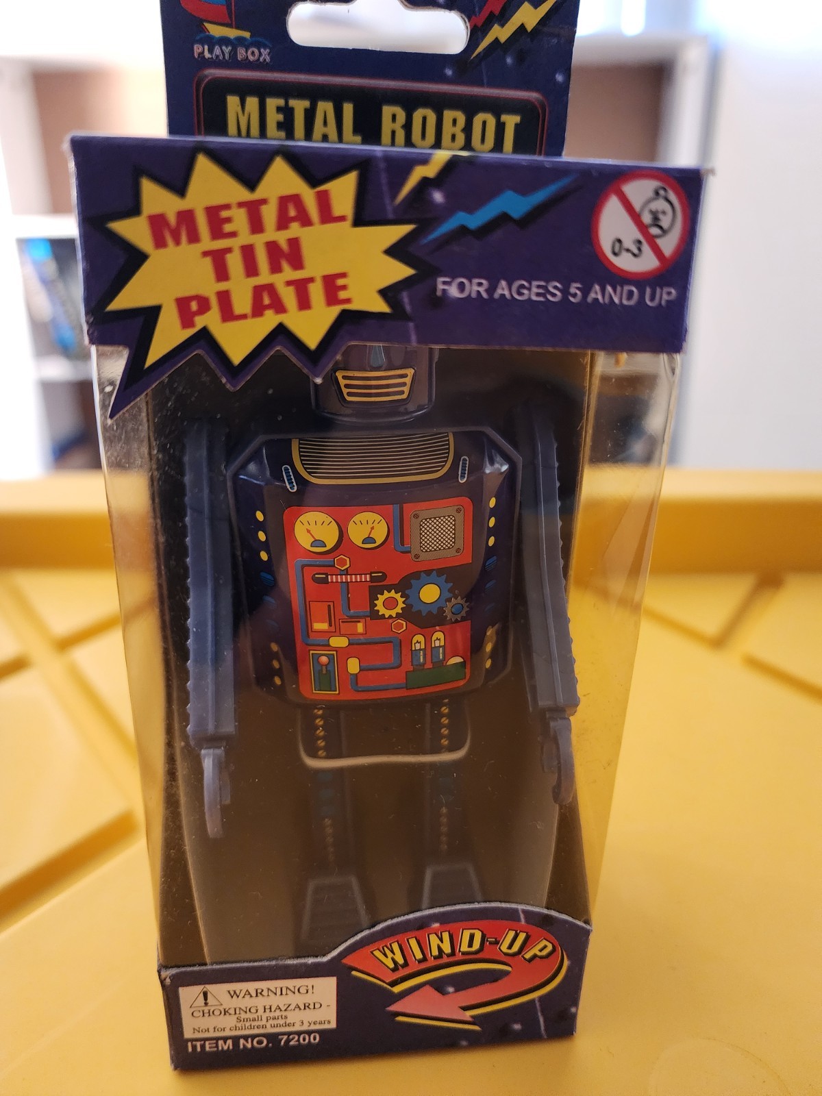 PLAY BOX METAL ROBOT TIN PLATE NEW IN BOX #7200 *ST - Blue