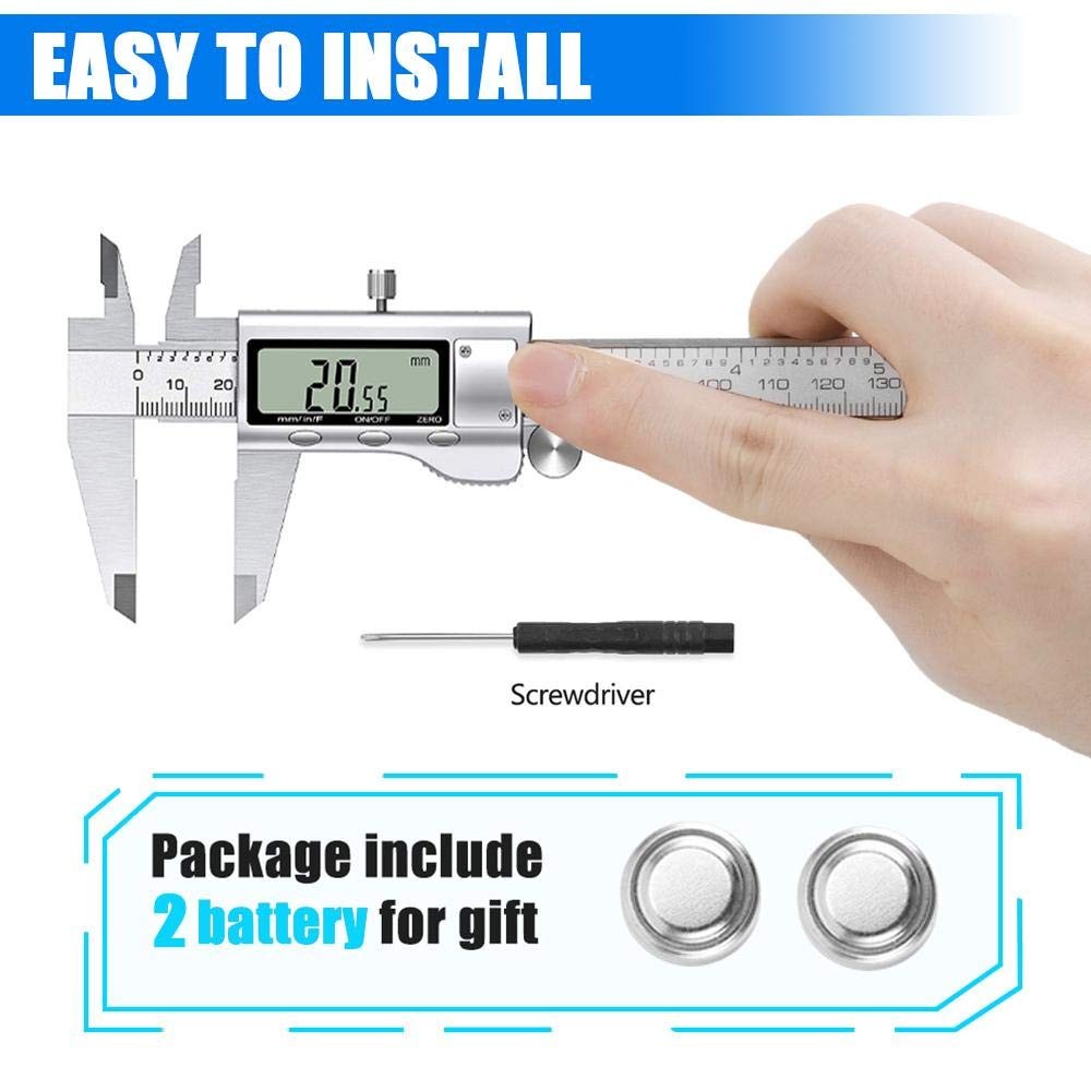 Digital Caliper Measuring Tool, Stainless Steel Vernier Caliper Digital Micro...