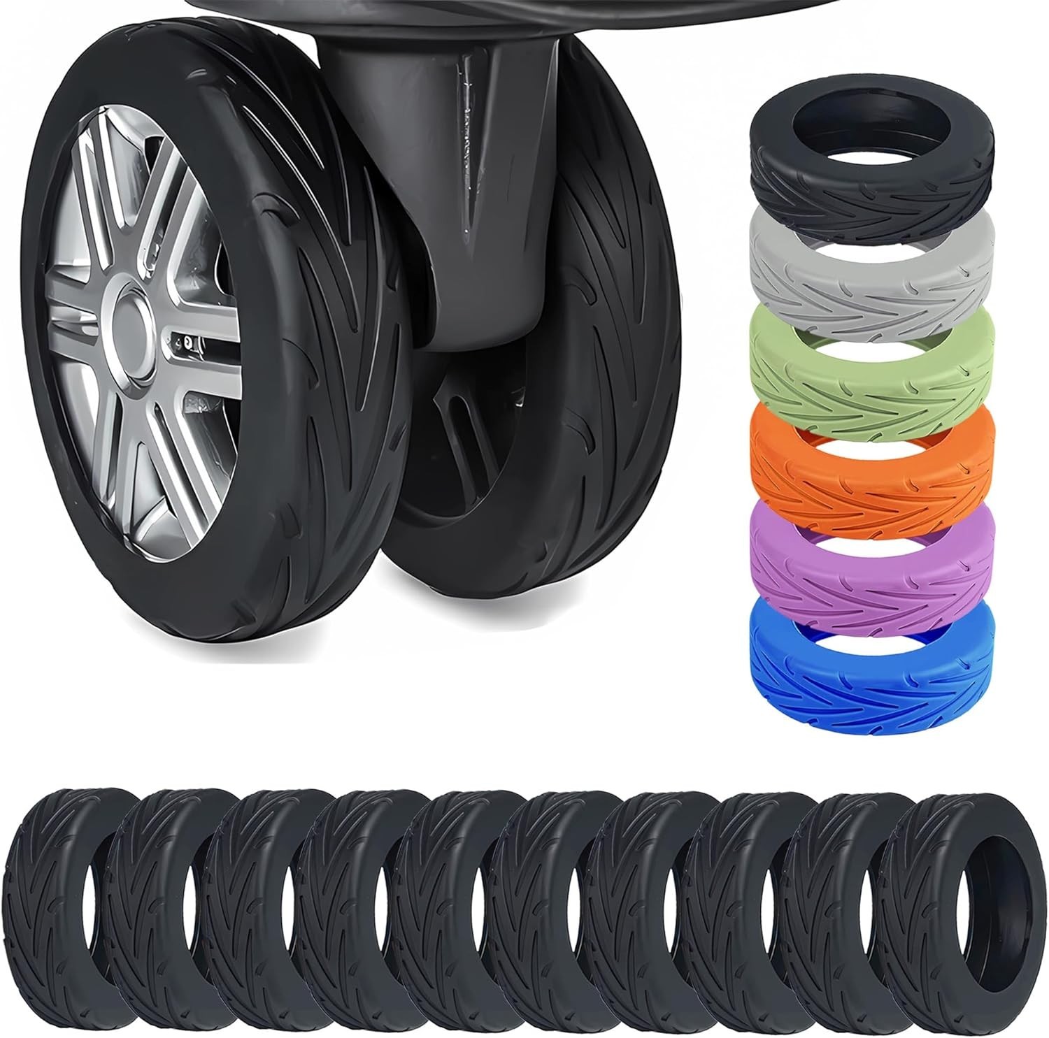 Silicone Luggage Wheel Covers Protector 10PCS Suitcase Spinner Caster Shoes
