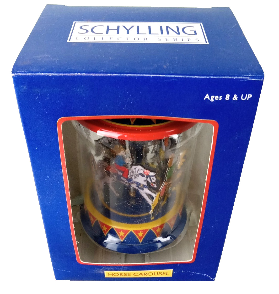 SCHYLLING Pull & Spin Tin Litho HORSE CAROUSEL Toy Mechanical NIB NEW