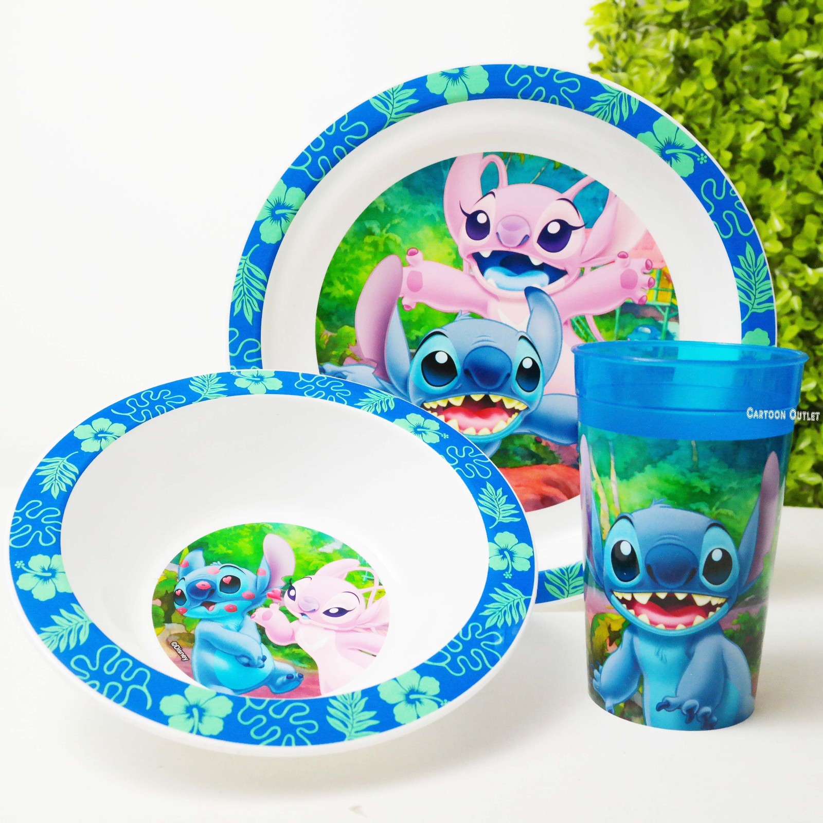 Disney lilo & Stitch 3 pc Plate and Cup Dinner Set Gift Trending Rare Find