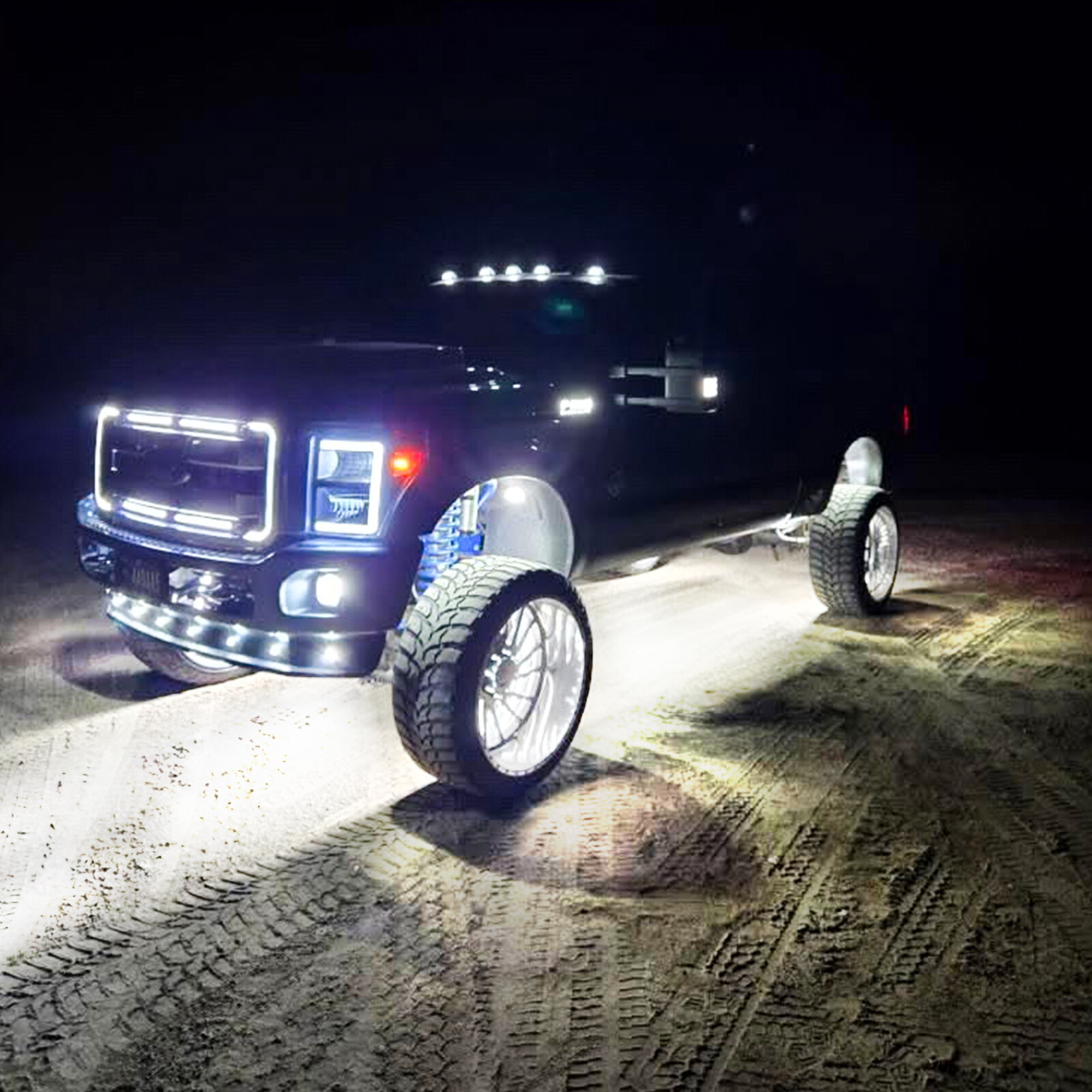 4Pcs 300W 17" Inch 5-Row Pure White LED Wheel Lights Car Rim Lights Ultra-Bright