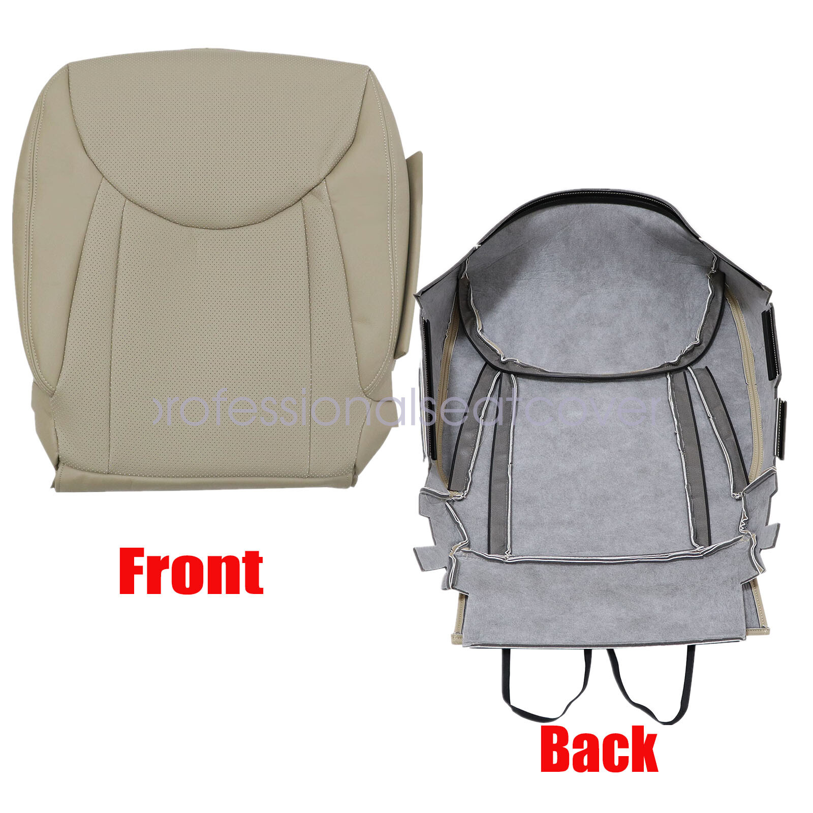 Driver & Passenger Leather Seat Cover Tan For 2001 to 2006 Lexus LS430