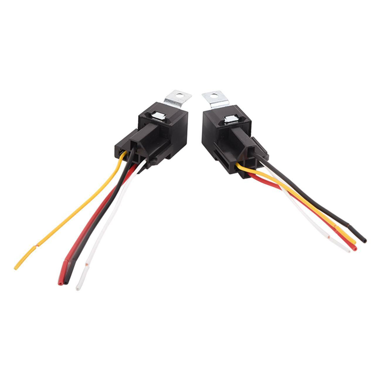2Pcs Automotive Relay with Wires & Harness Socket Set 12V 30/40 Amp 4-Pin New