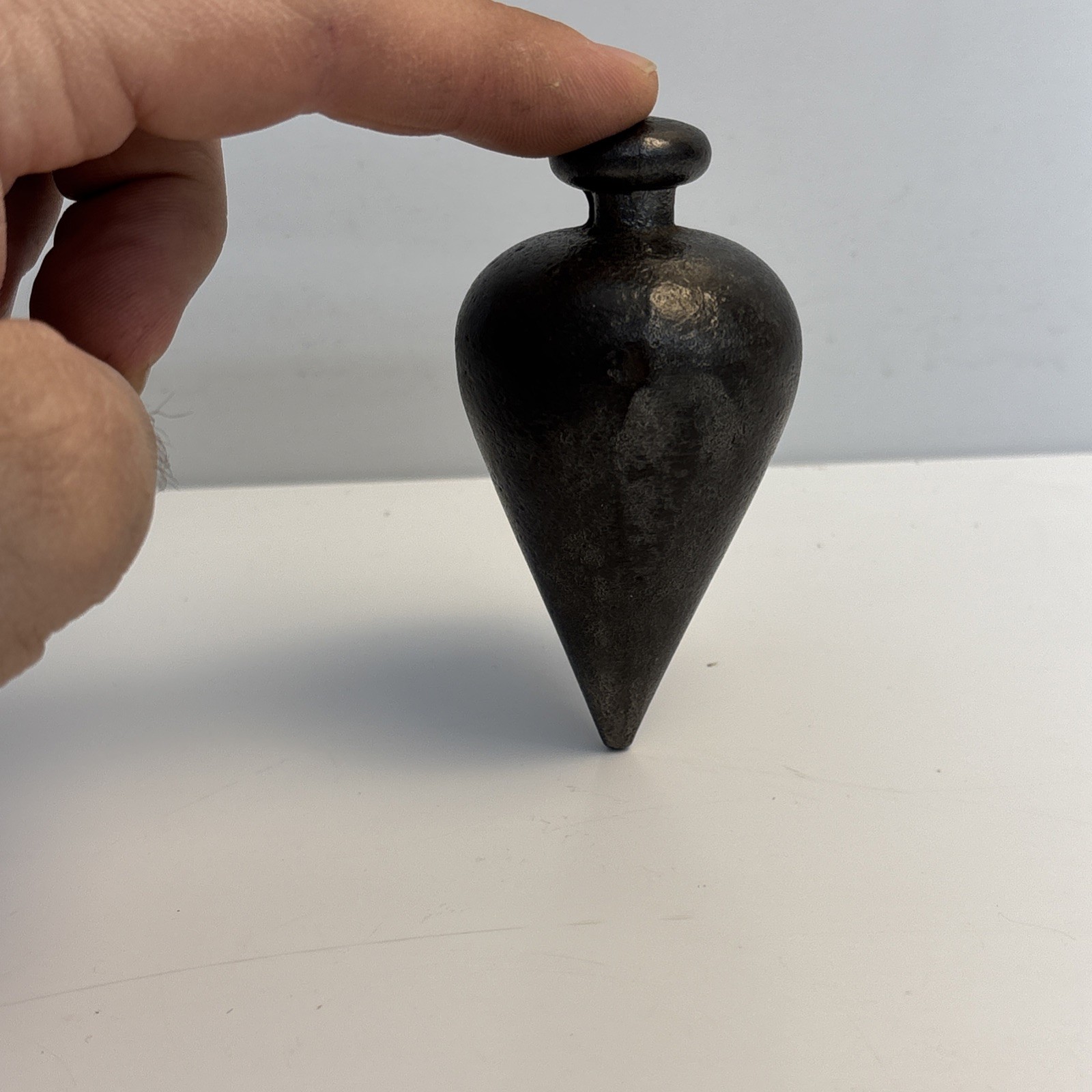Antique Large Iron Plumb Bob 1 Lb 2 Oz 3 1/2 Inch Masonry Tool