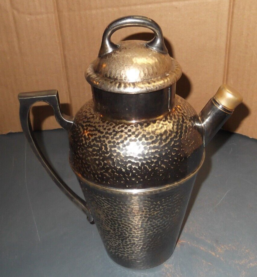ANTIQUE 1920's COCKTAIL SHAKER NICKEL SILVER SILVERPLATED 580-66 QT SIZED 9.5"T