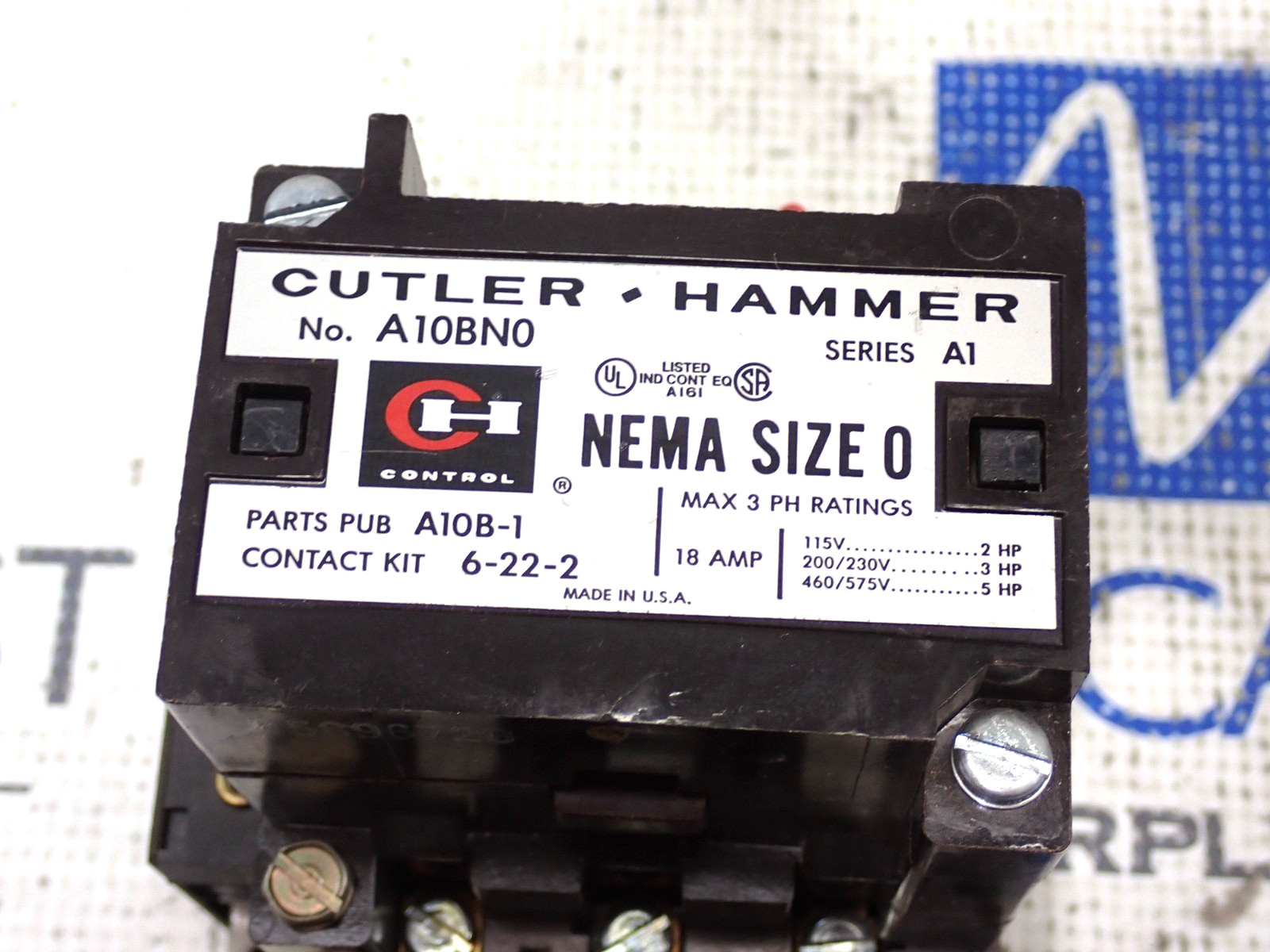 Cutler Hammer Size 0 A10BN0 Starter 18 Amp Contactor 120 Volt Coil Tested